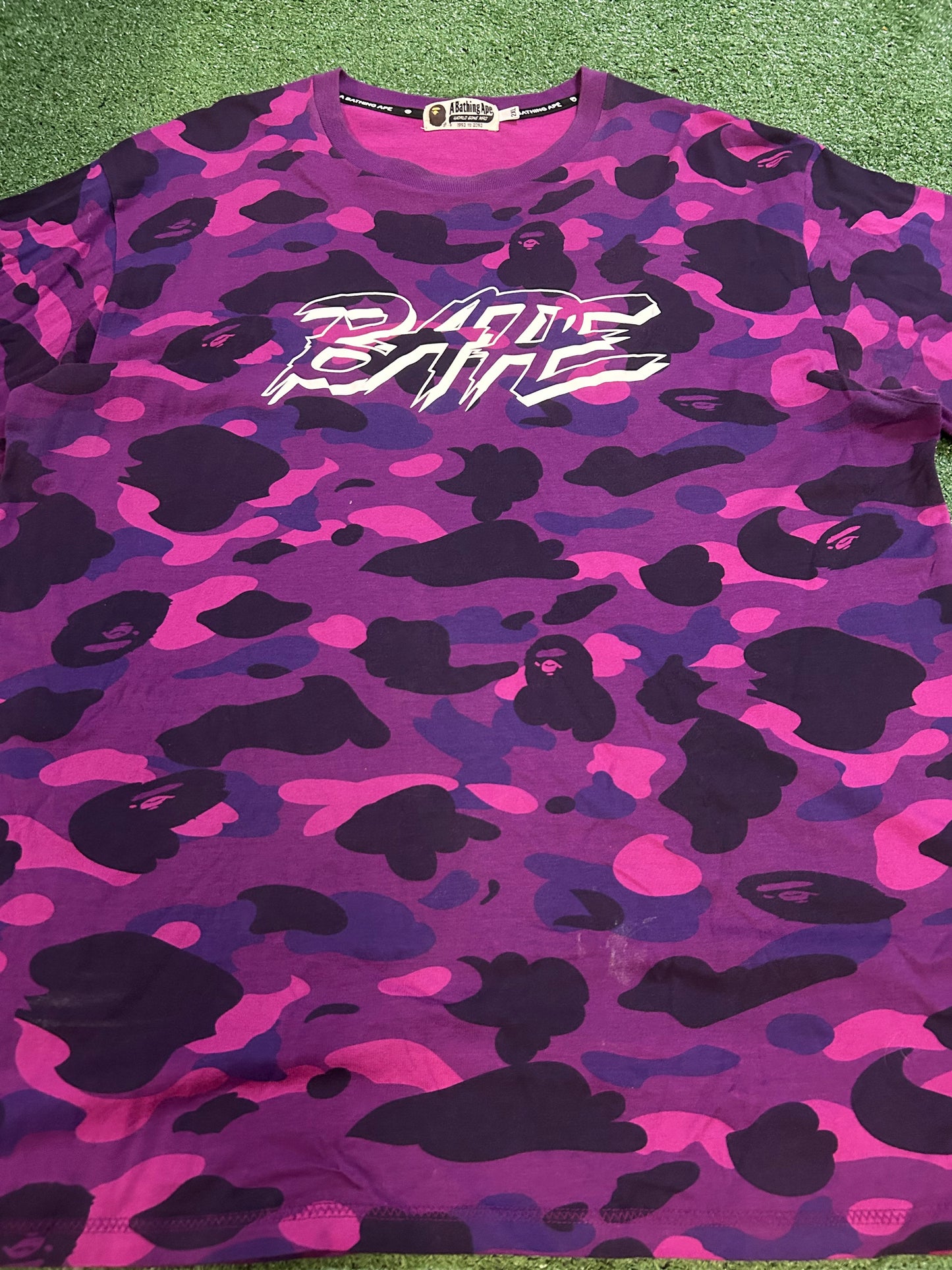 Bape purple camo logo tee