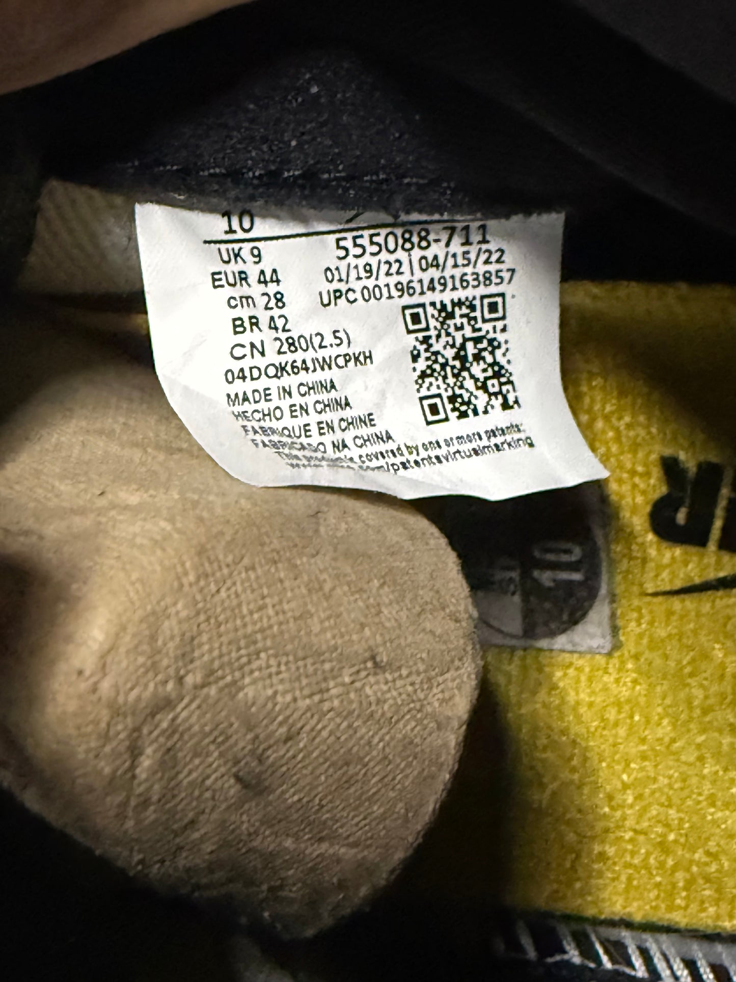 Jordan 1 Yellow Toe Taxi 10 Men/11.5 Women “Preowned”