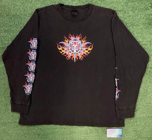 Vintage 2000s Flamming skull Daytona Beach Florida bike week longsleeve