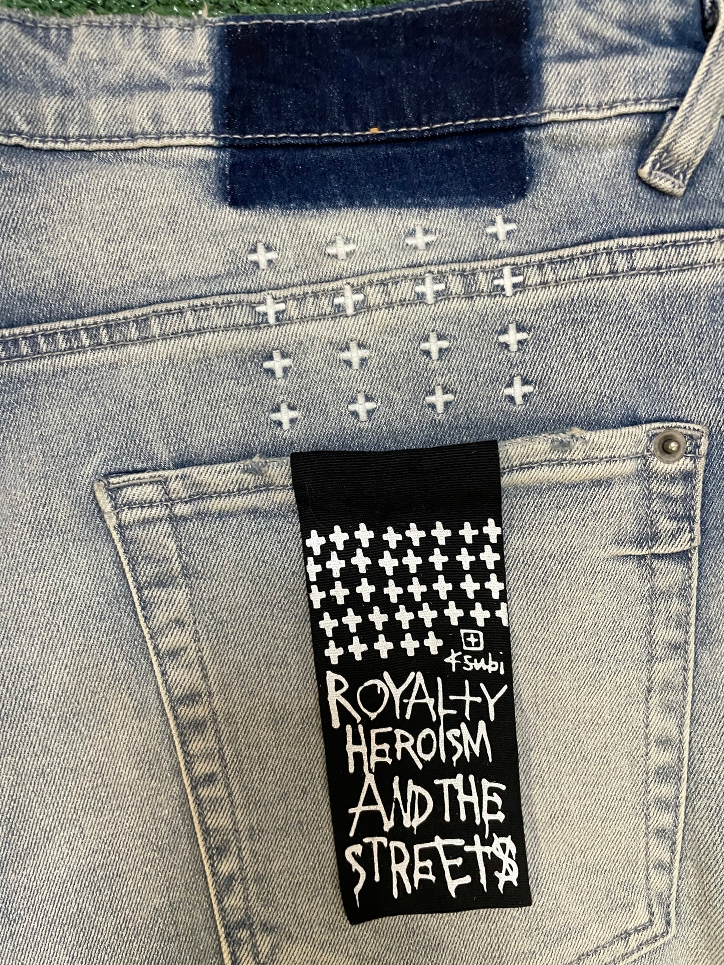 Ksubi blue shredded jeans