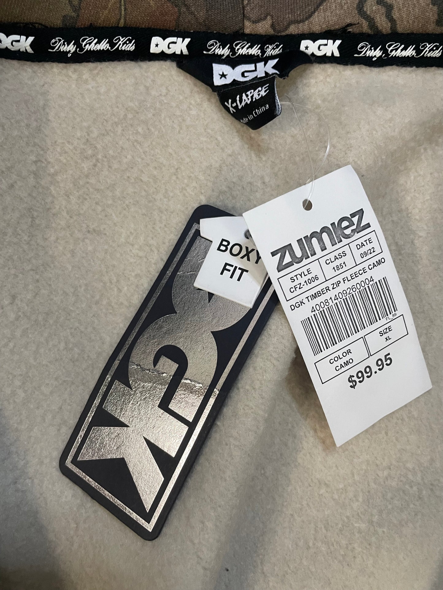 DGK timber zip fleece camo hoodie