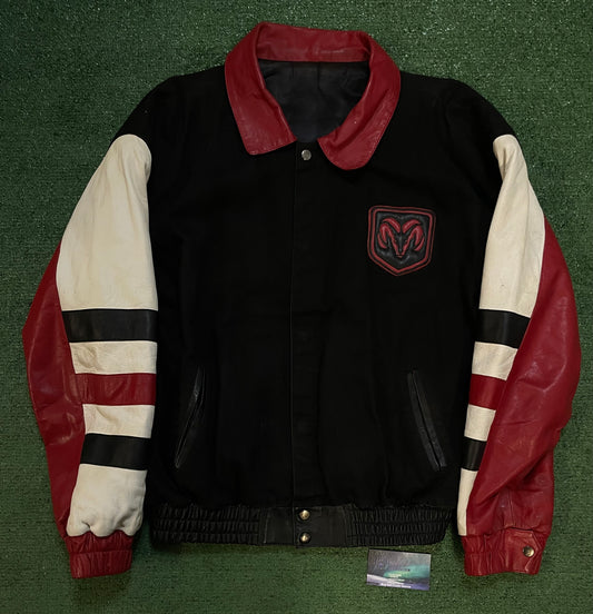 Vintage 2000s Dodge rams suede/leather jacket