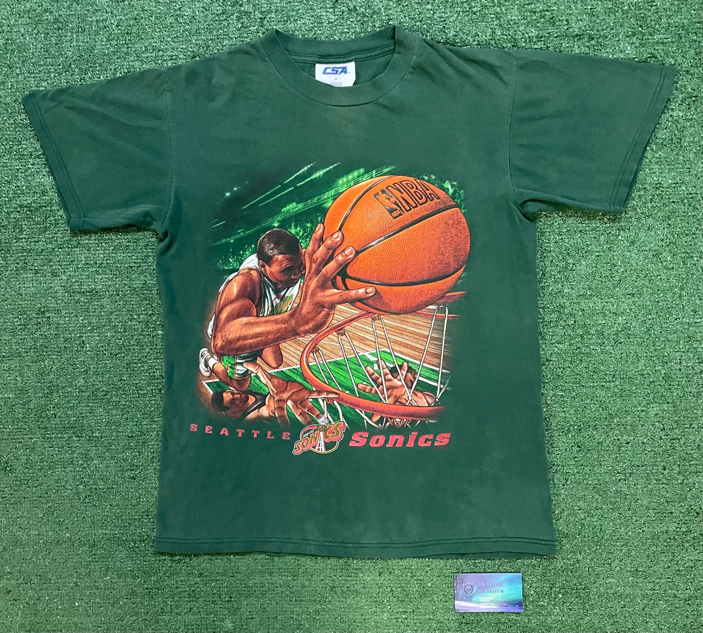 Vintage 1990s Seattle Sonics Slam dunk tee