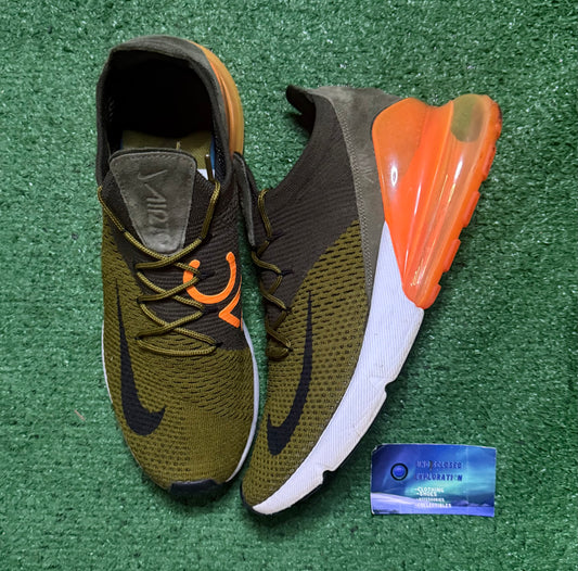 Air Max 270 Flyknit Olive Flake 11 Men/12.5 Women “Preowned”