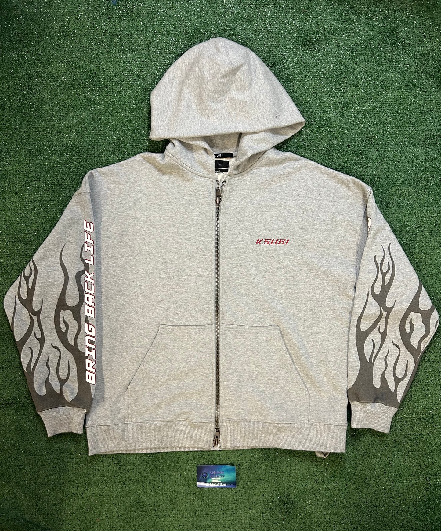 Ksubi grey zipup flame hoodie