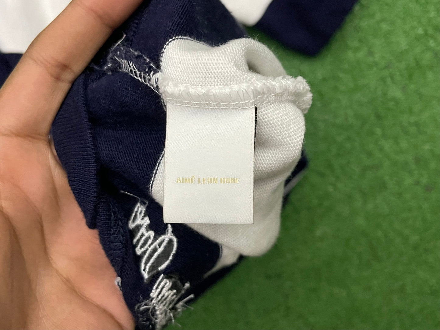 Aimé Leon Dore Blue Striped Polo Shirt