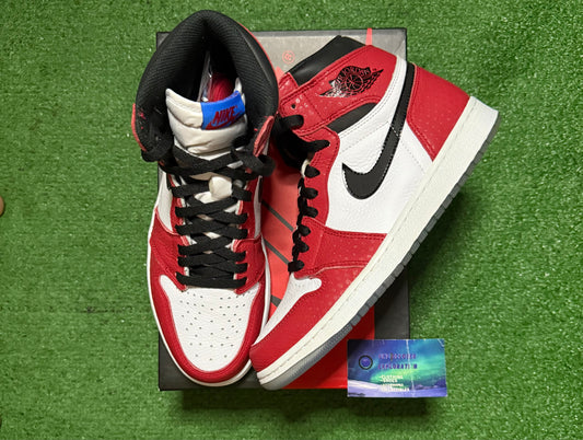 Jordan 1 Spider Man Origin Story 9.5 Men/11 Women “Preowned”