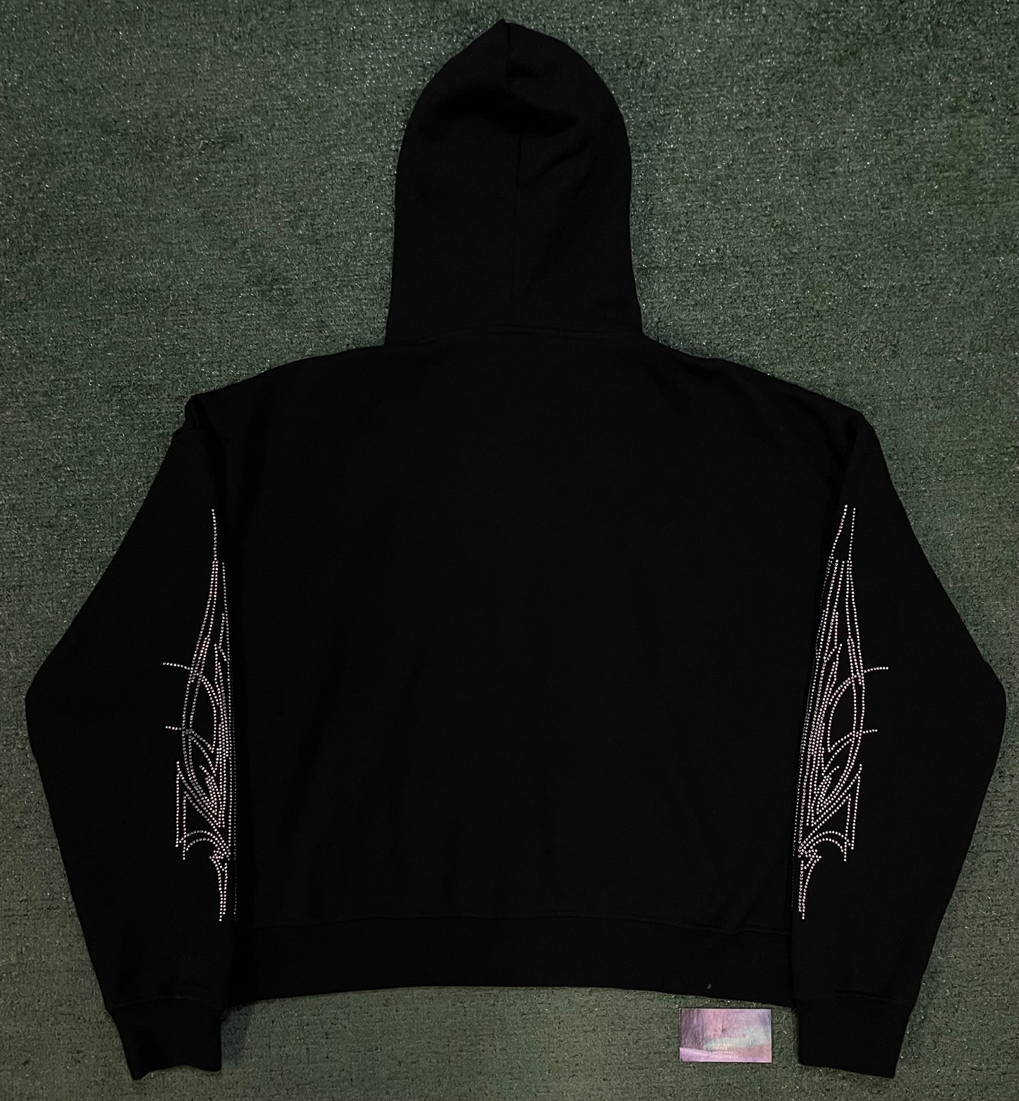Black zipup rhinestone hoodie