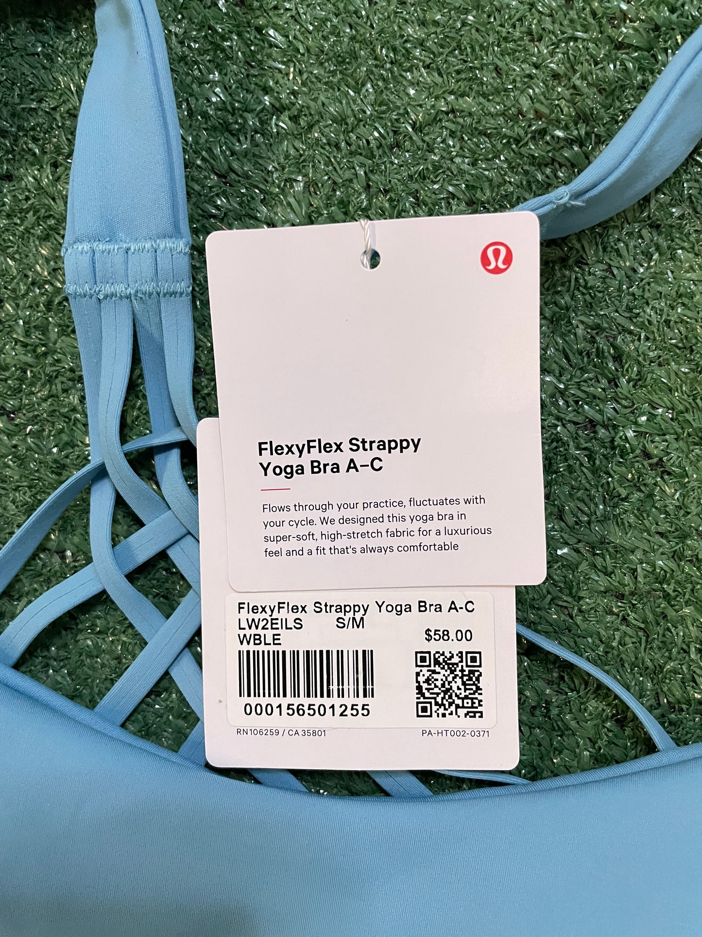 Lululemon FlexyFlex strappy yoga bra light blue