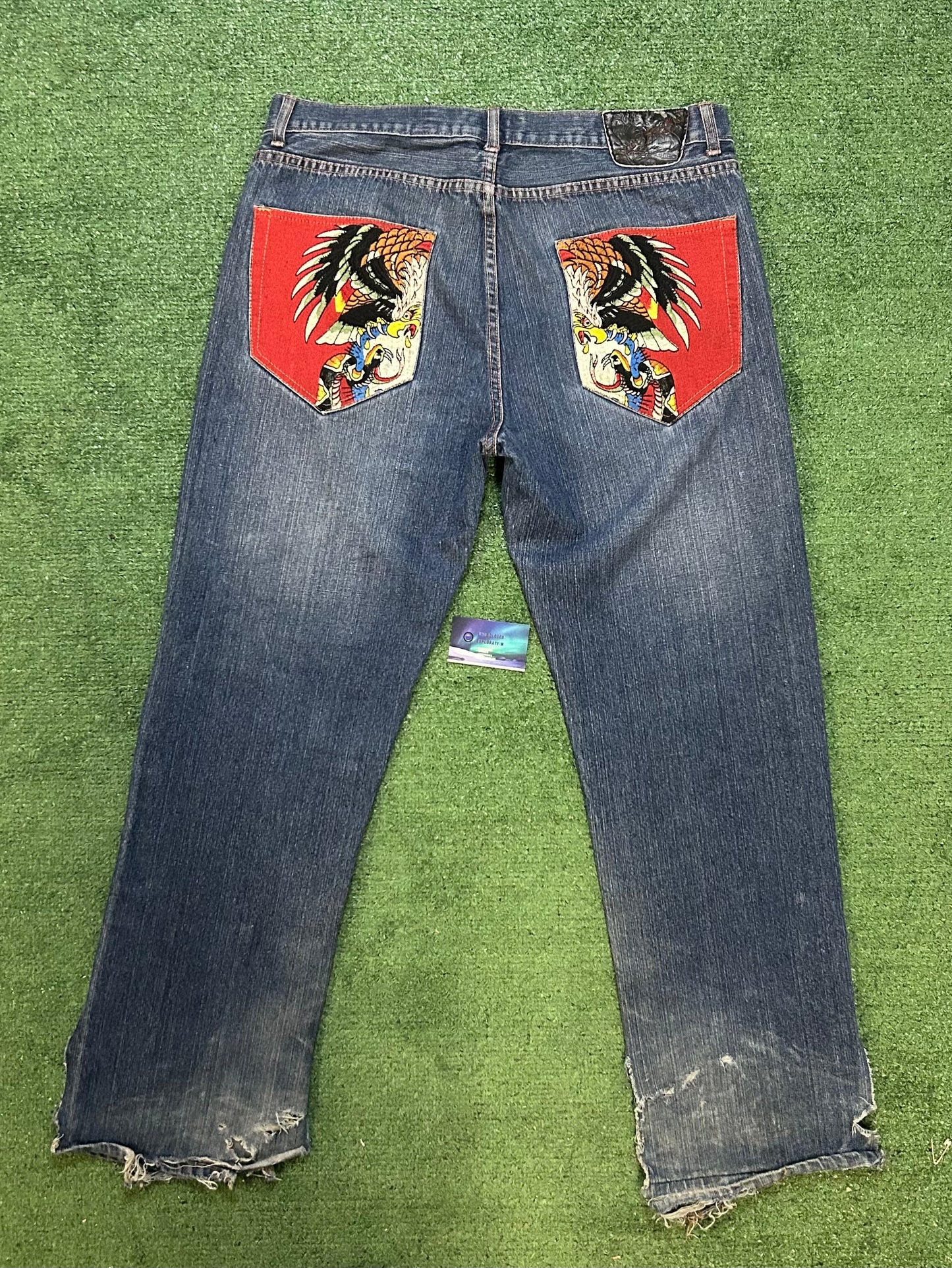 Vintage Ed Hardy eagle embroidered jeans