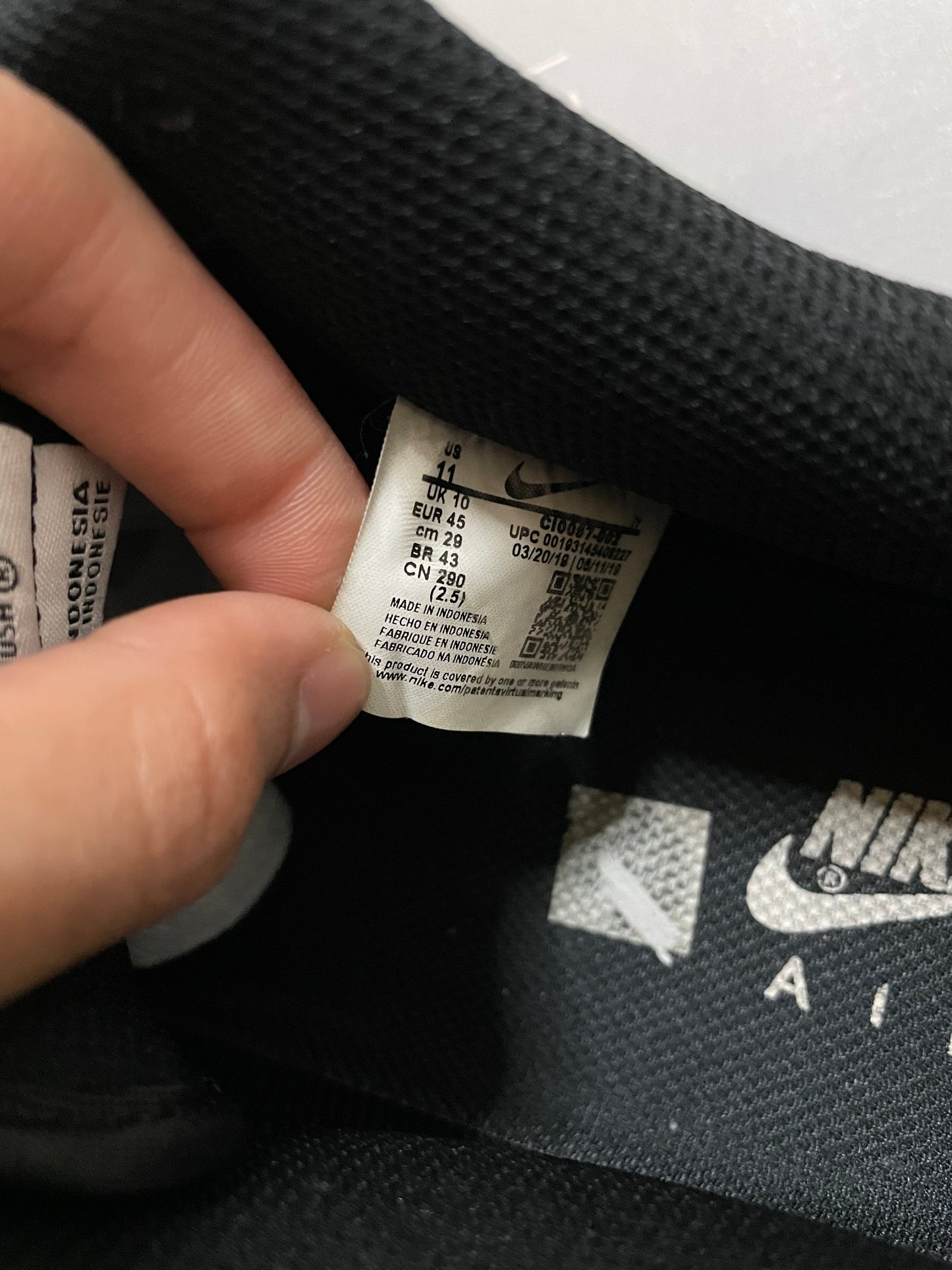 Nike Air Force 1 low black white gum size 11men/12.5women