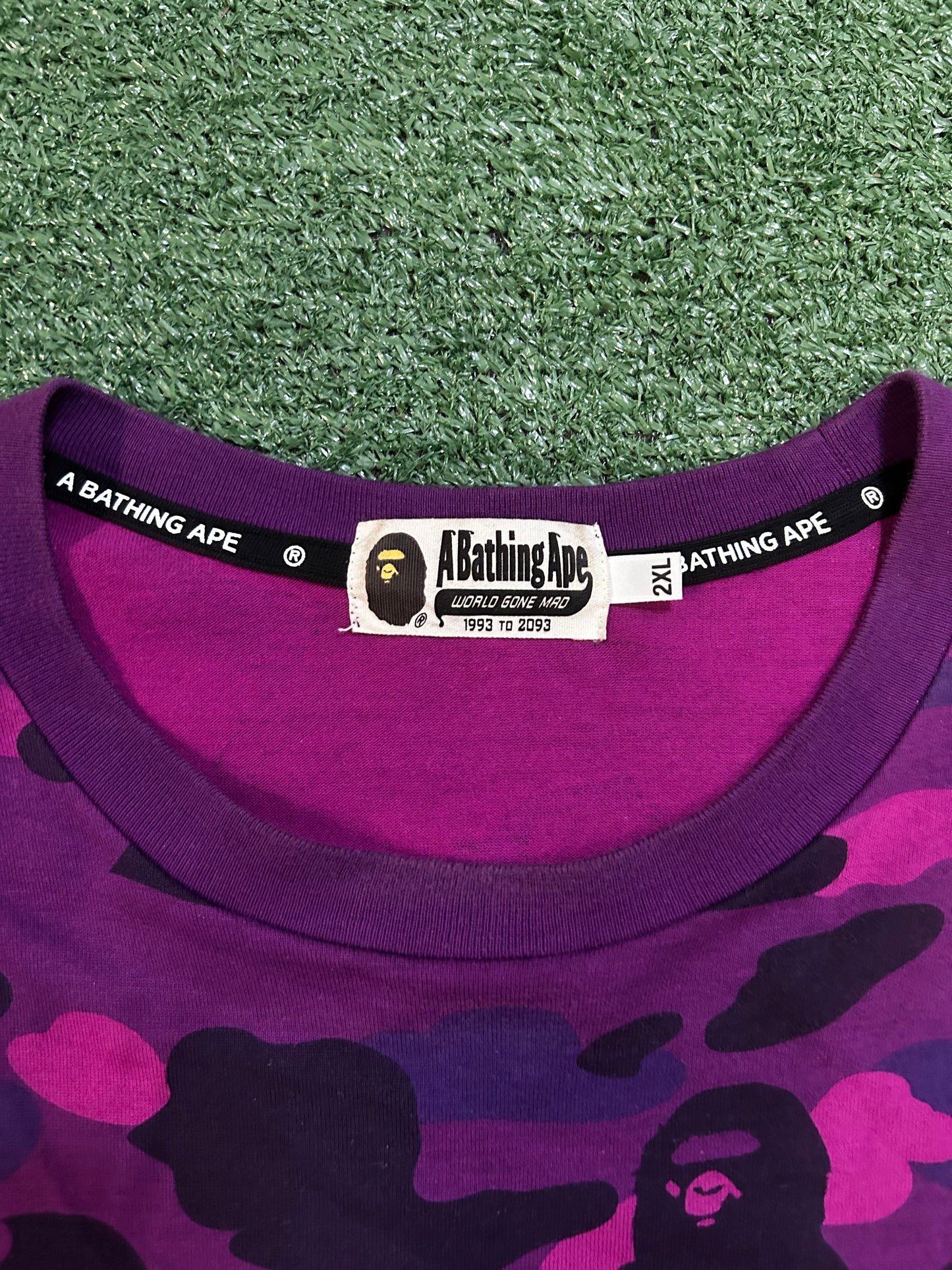 Bape purple camo logo tee