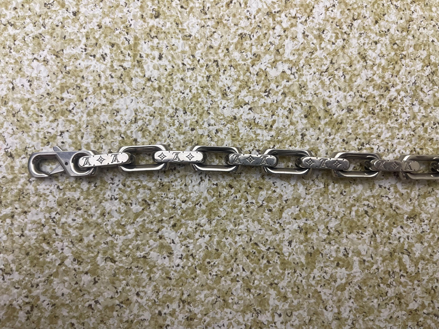 Louis Vuitton Chain Bracelet Engraved Monogram Silver
