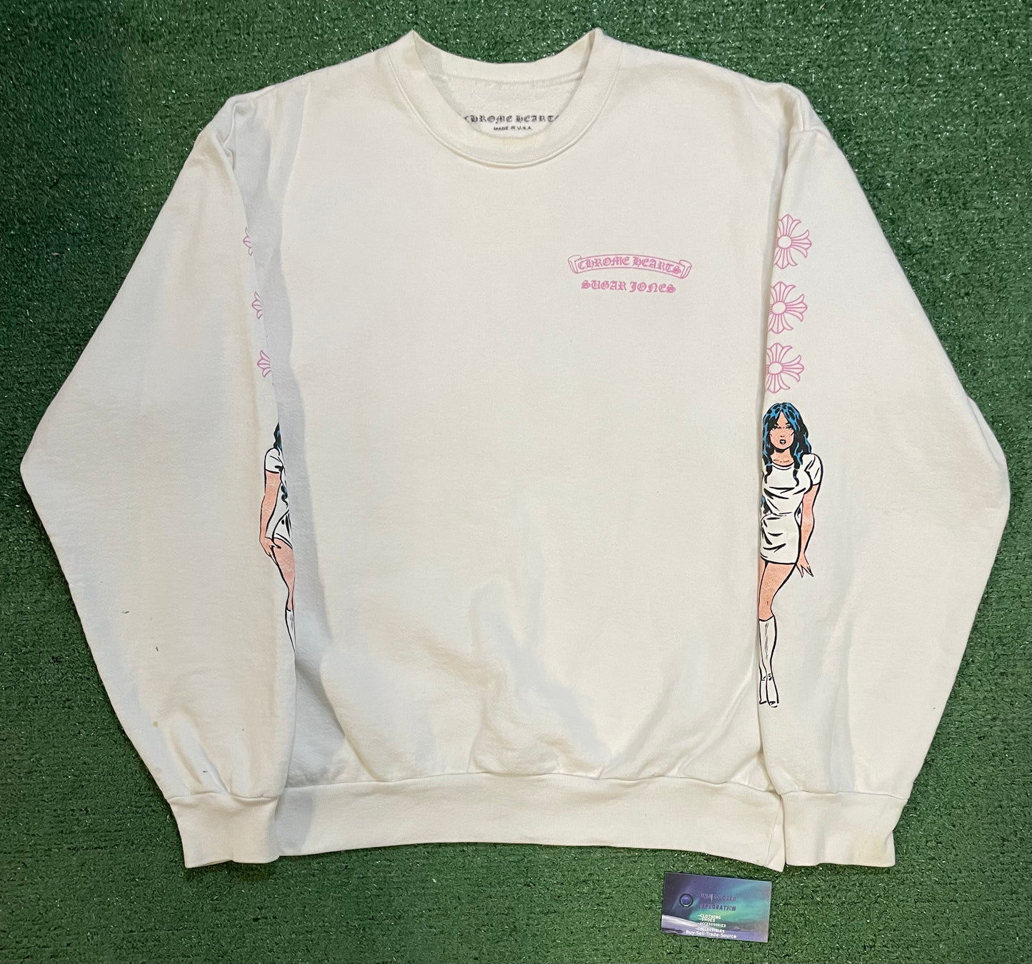 Chrome Hearts sugar jones white and pink crewneck