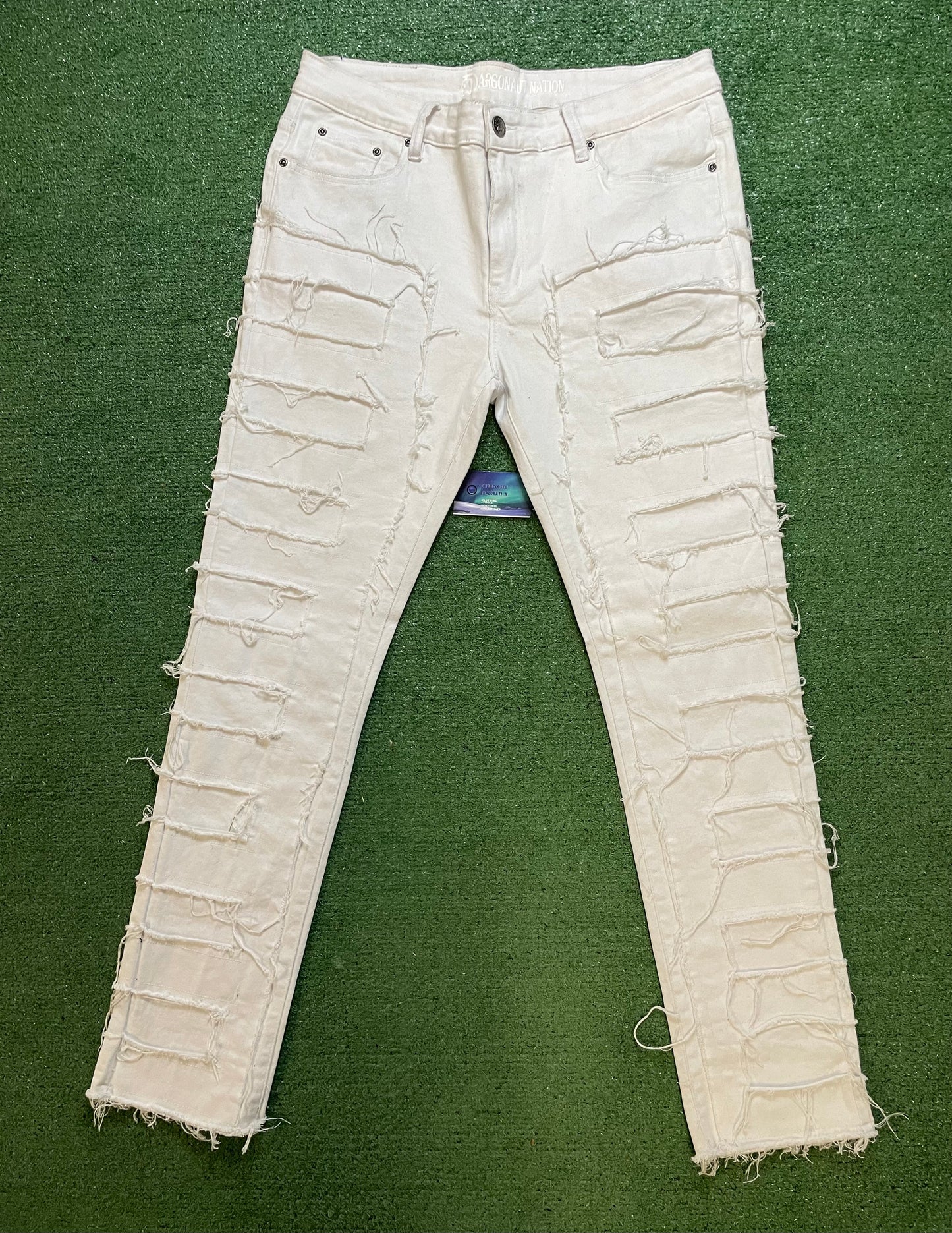 Argonaut white distressed denim jeans
