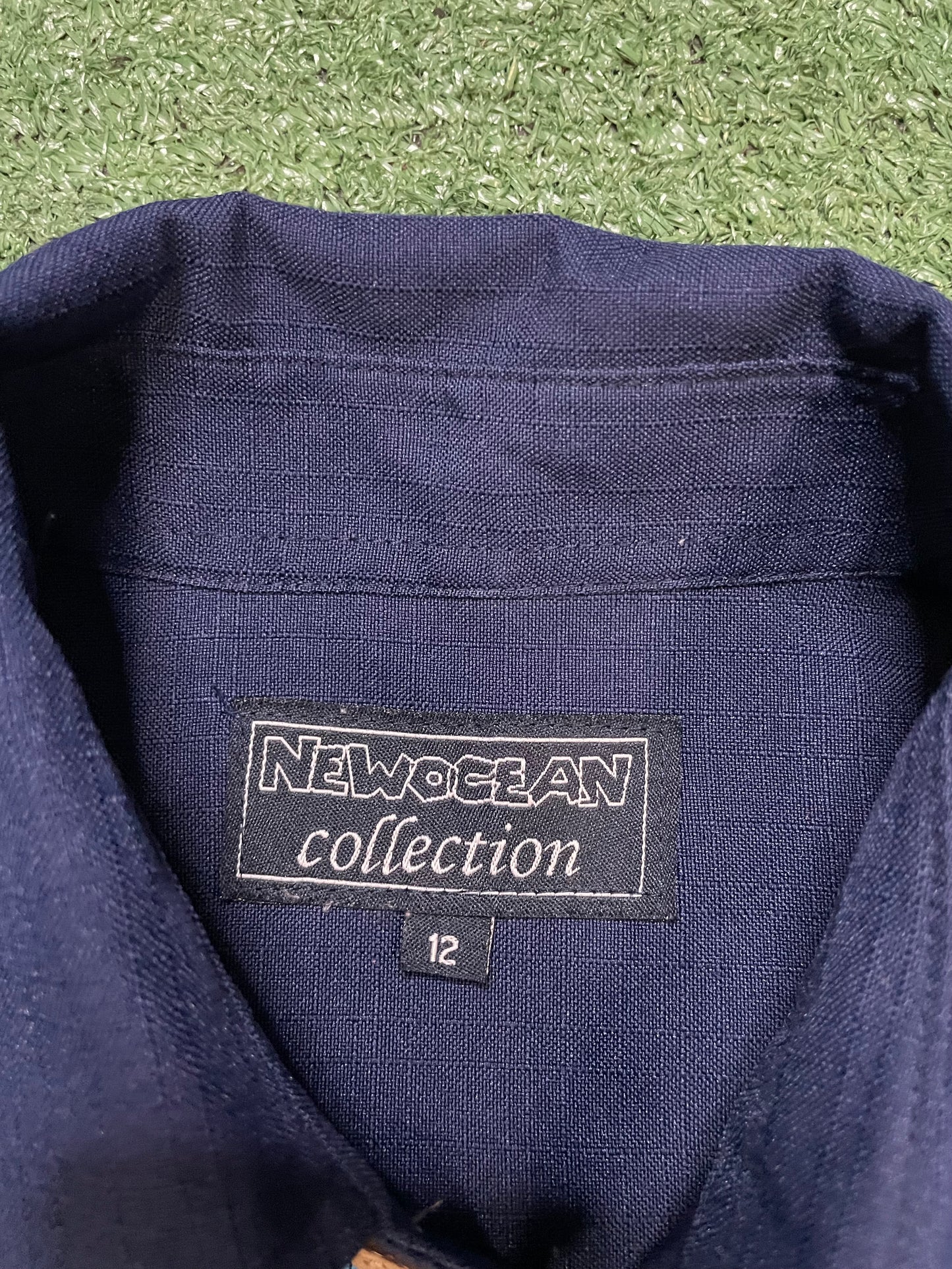 New ocean navy and blue short sleeve button up shirt