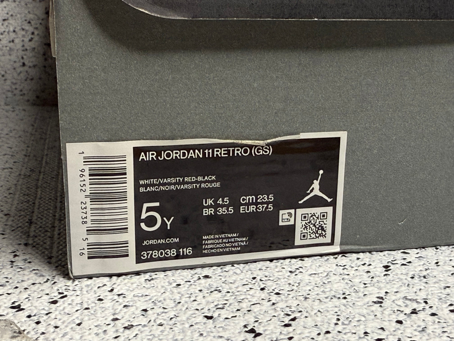 Jordan 11 Cherry 5 Youth/6.5 Women “Preowned”