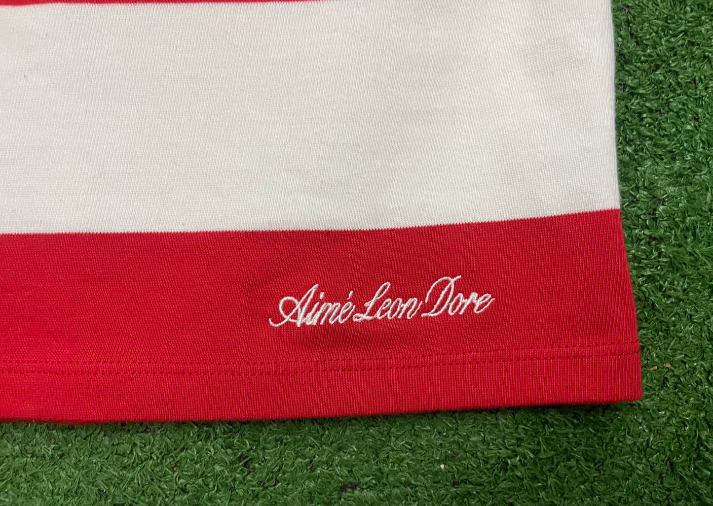 Aimé Leon Dore Red Striped Polo Shirt