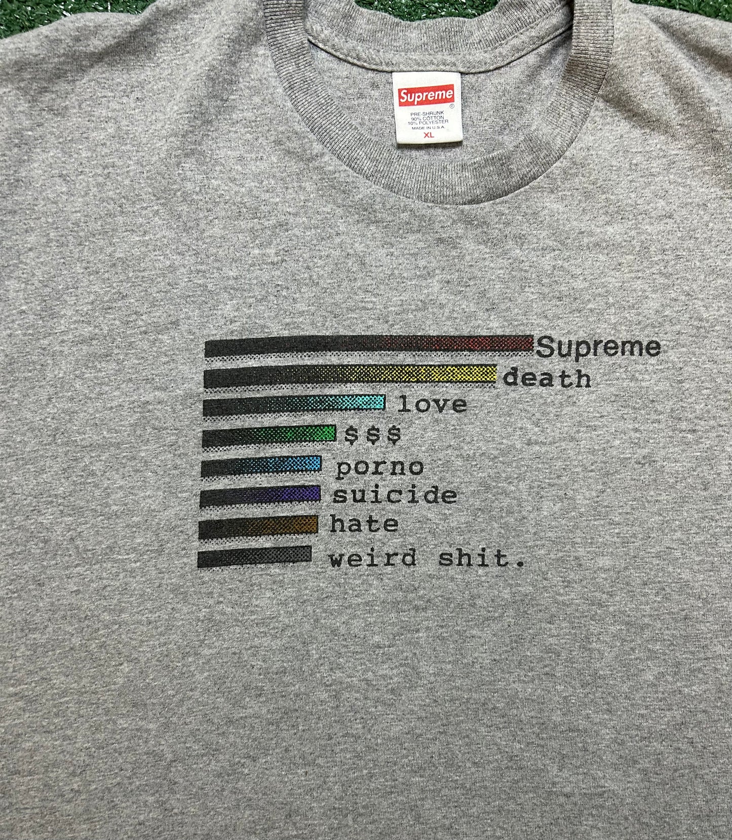 Supreme chart heather grey tee