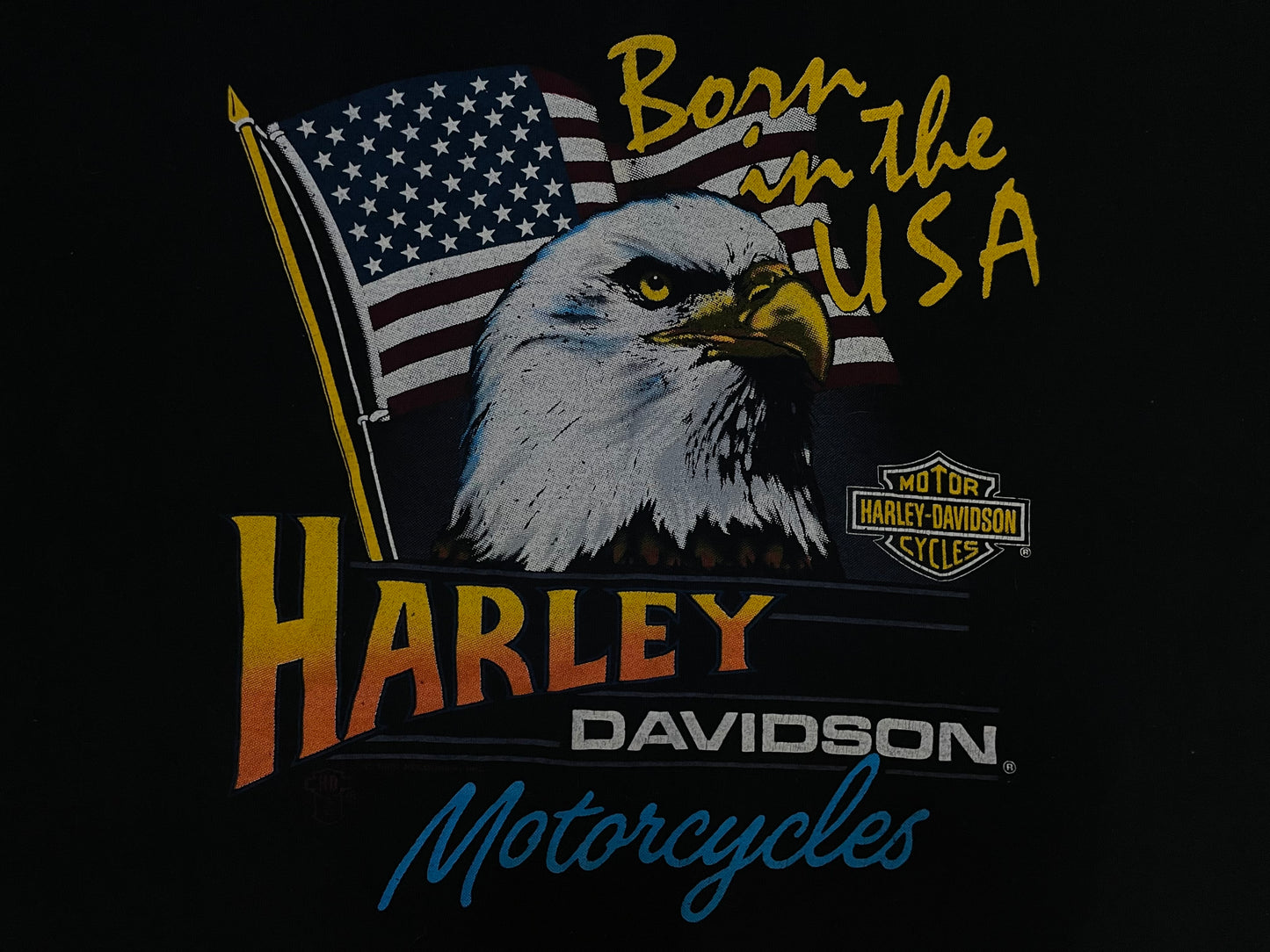 Vintage 1980s Born In The USA Harley Davidson motorcycles tee