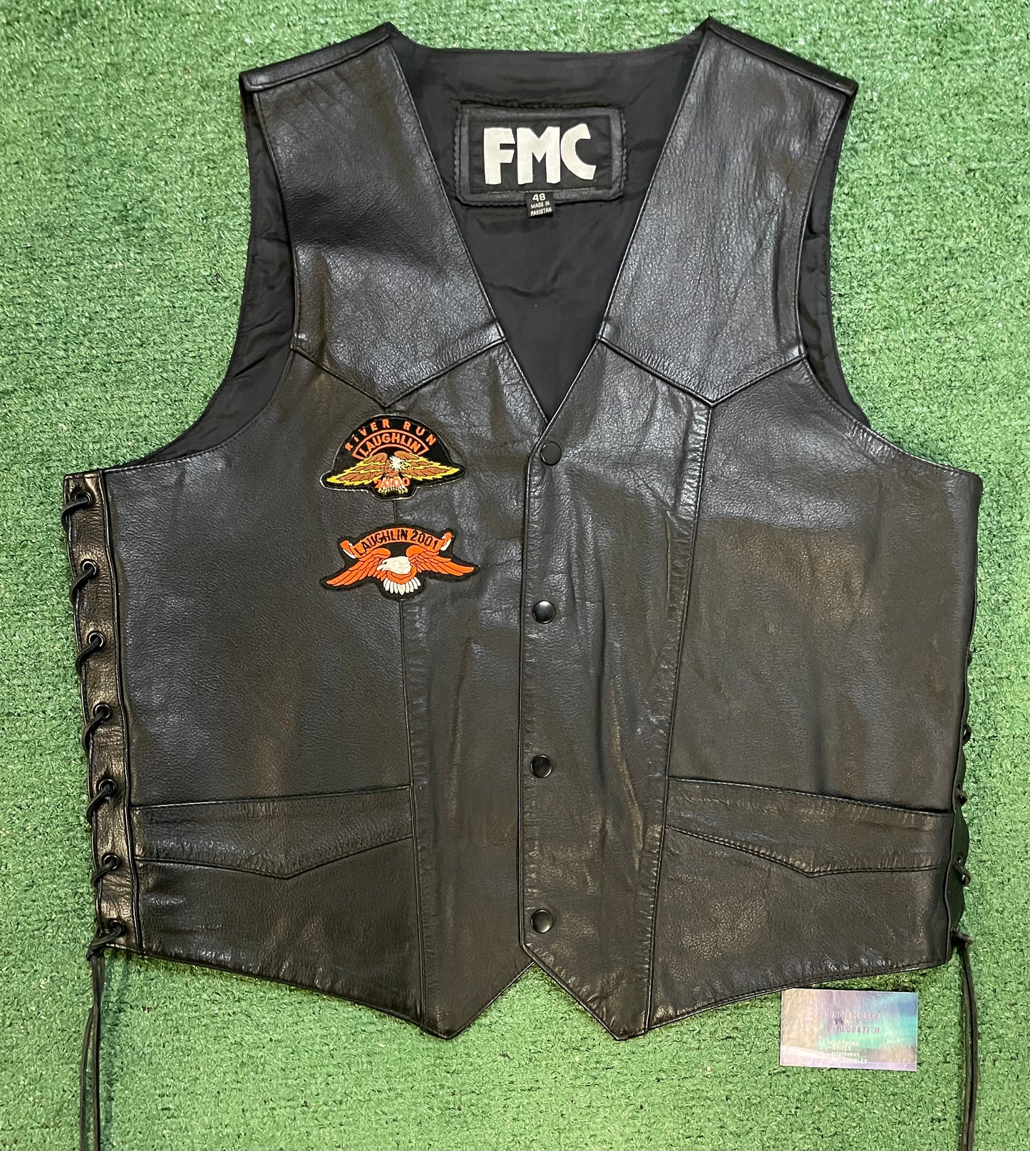 Vintage Harley Davidson leather embroidered wings vest