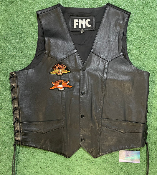 Vintage Harley Davidson leather embroidered wings vest