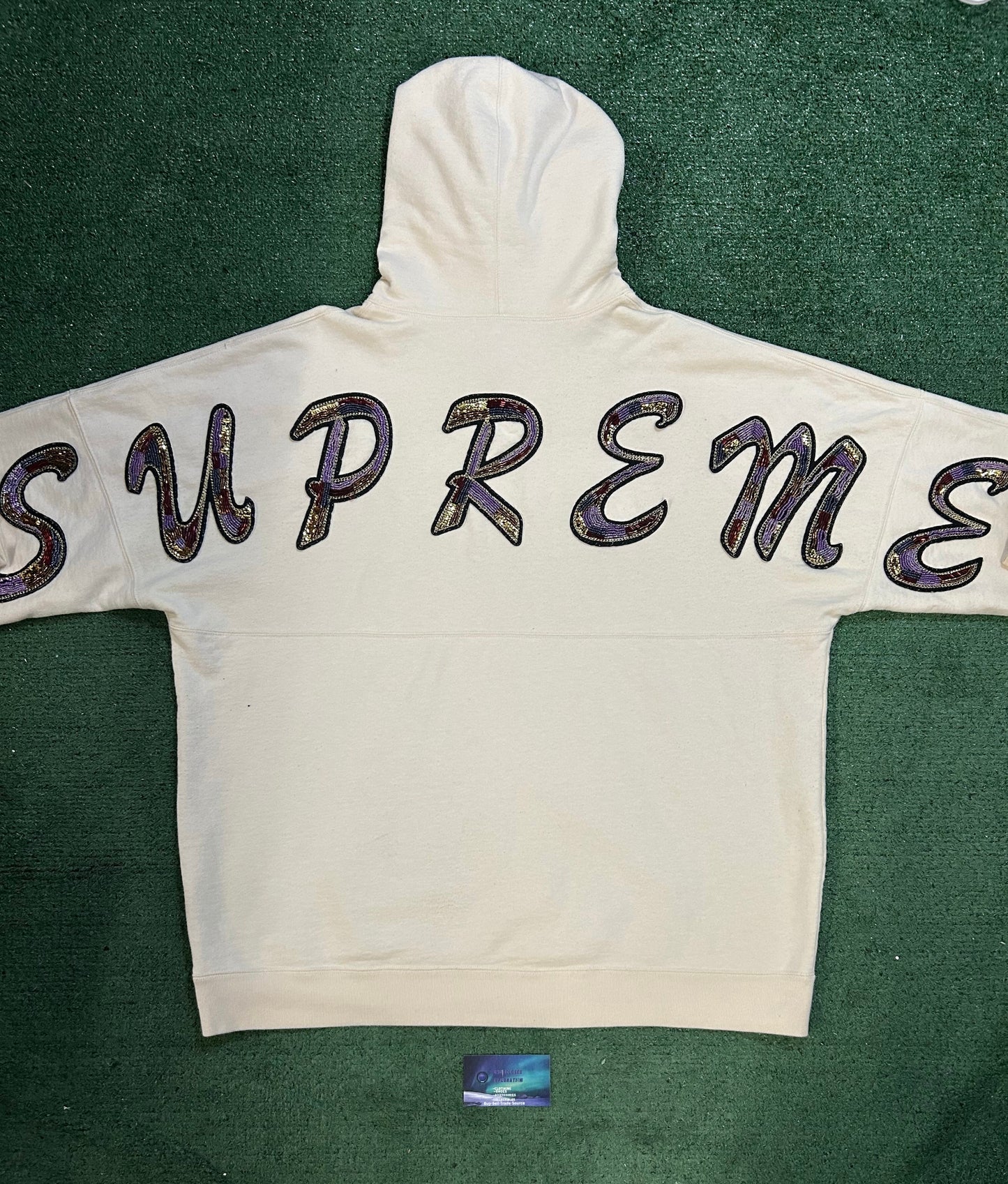 Supreme cream beaded hoodie
