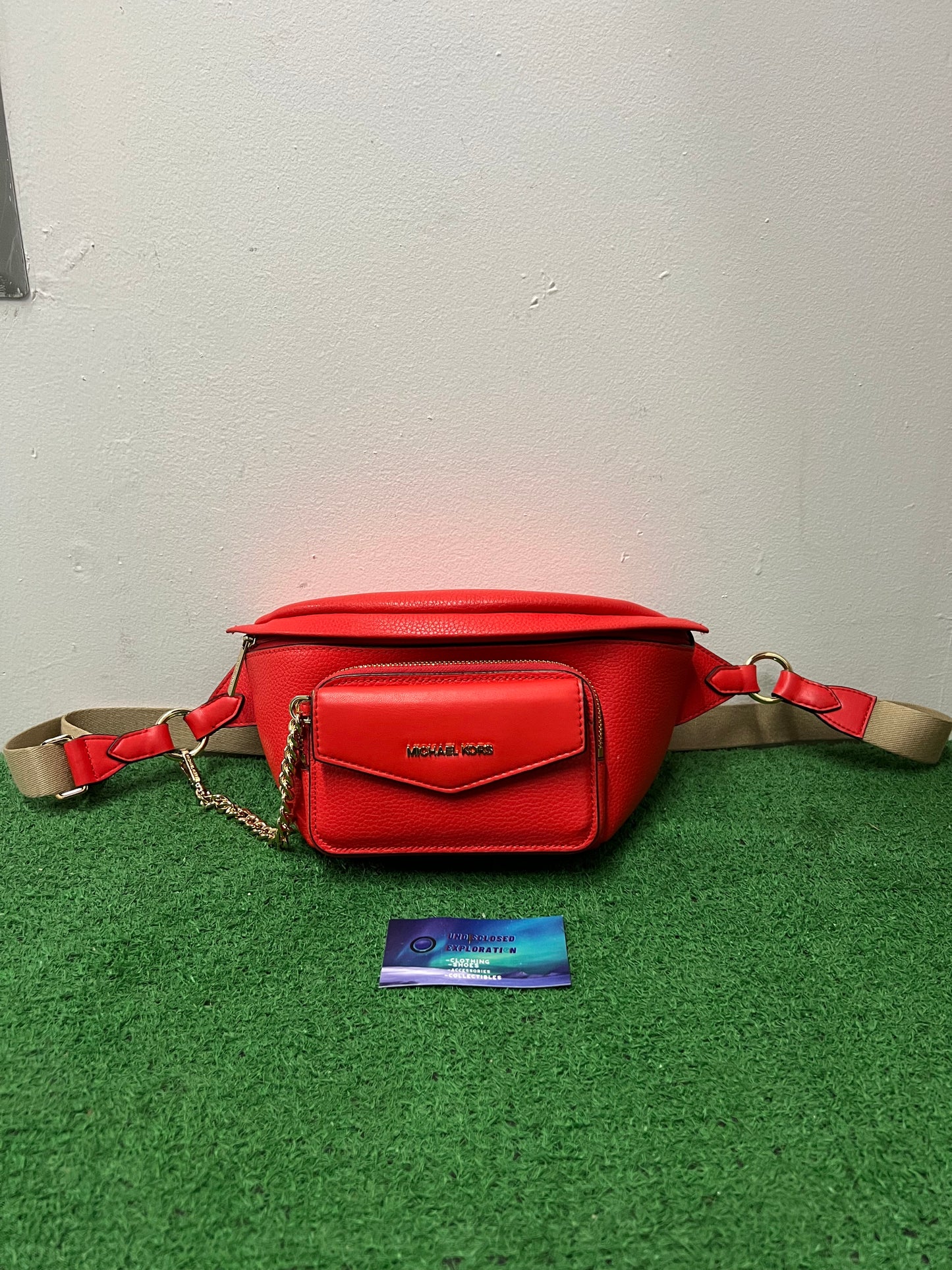 Michael Kors Maisie Waist Fanny Pack Crossbody Waist Pack Sling Bag Red