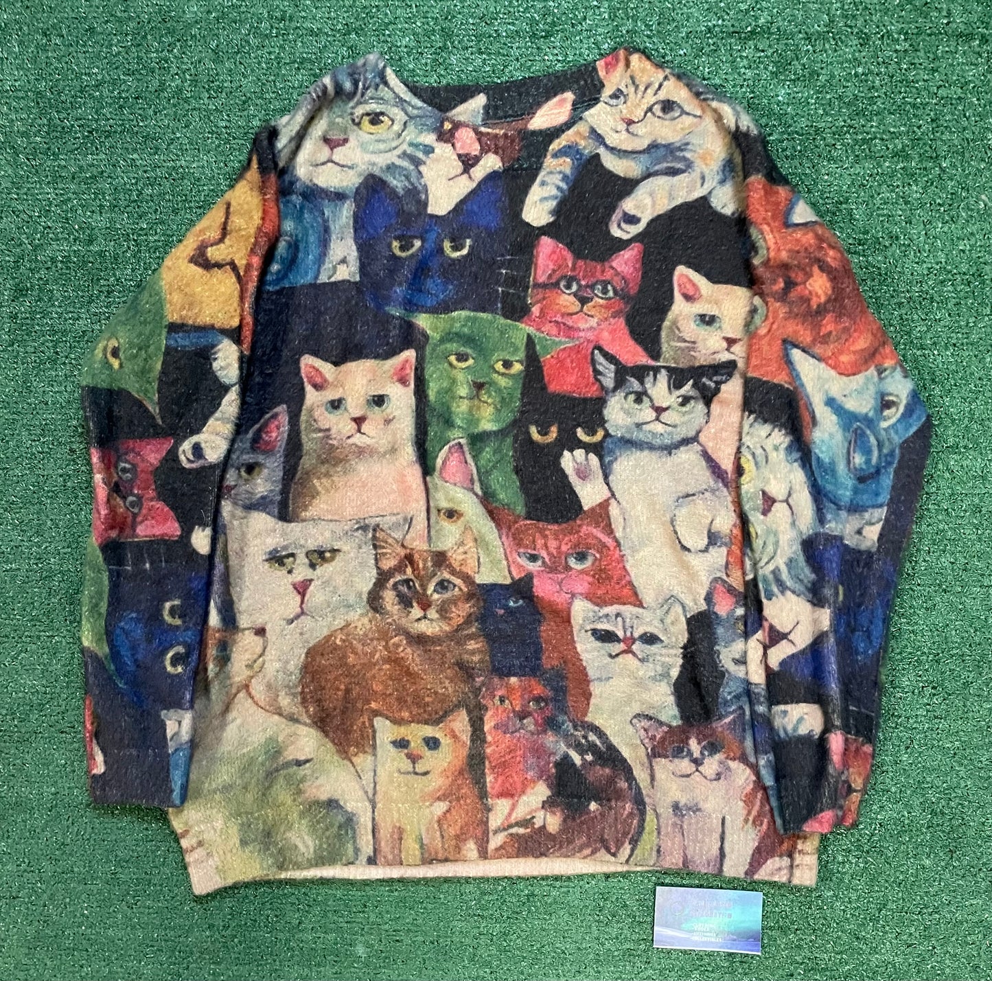 Multicolor cat wool sweater