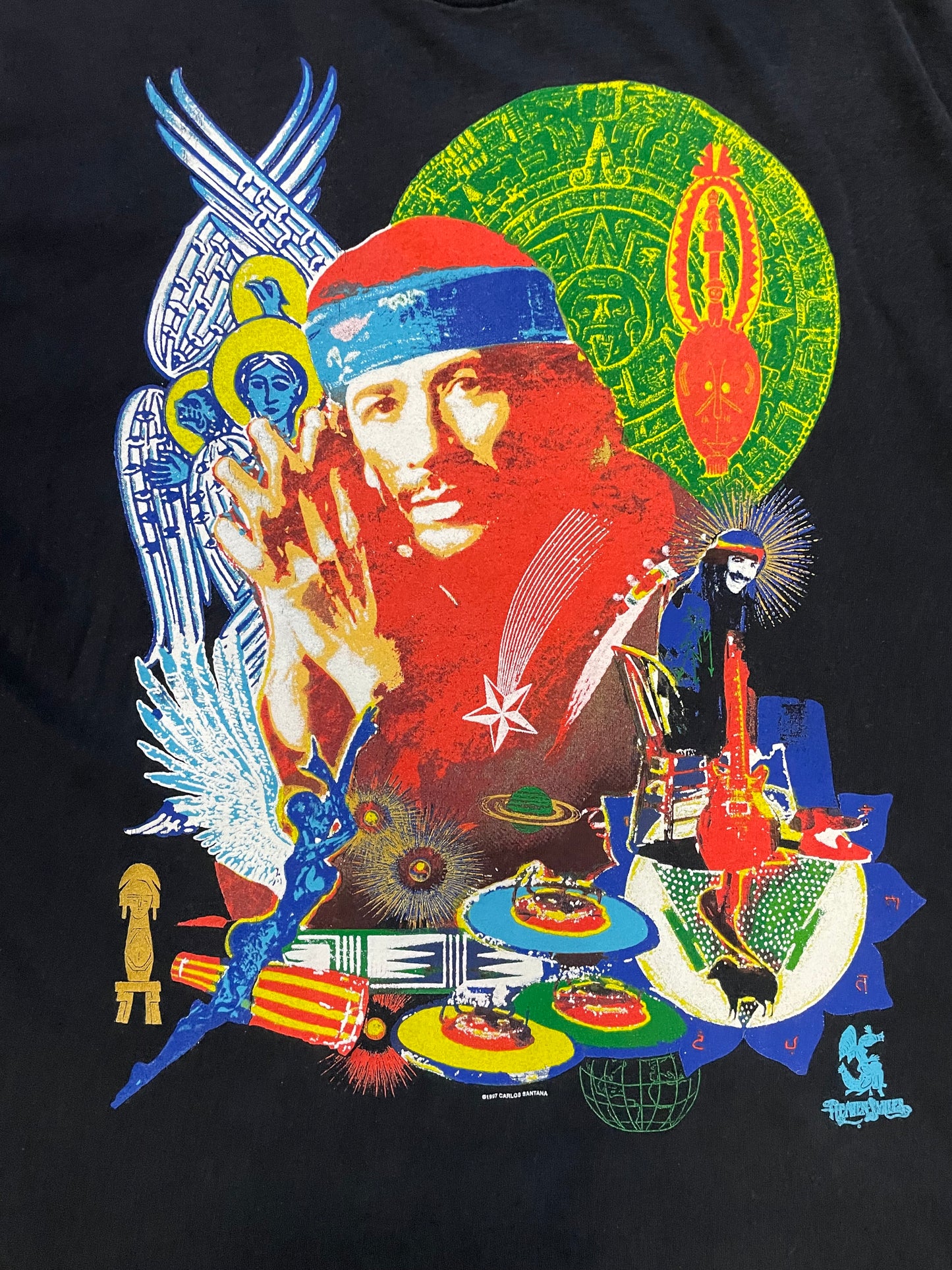 Vintage 1990s Carlos Santana heaven smiles double sided tee