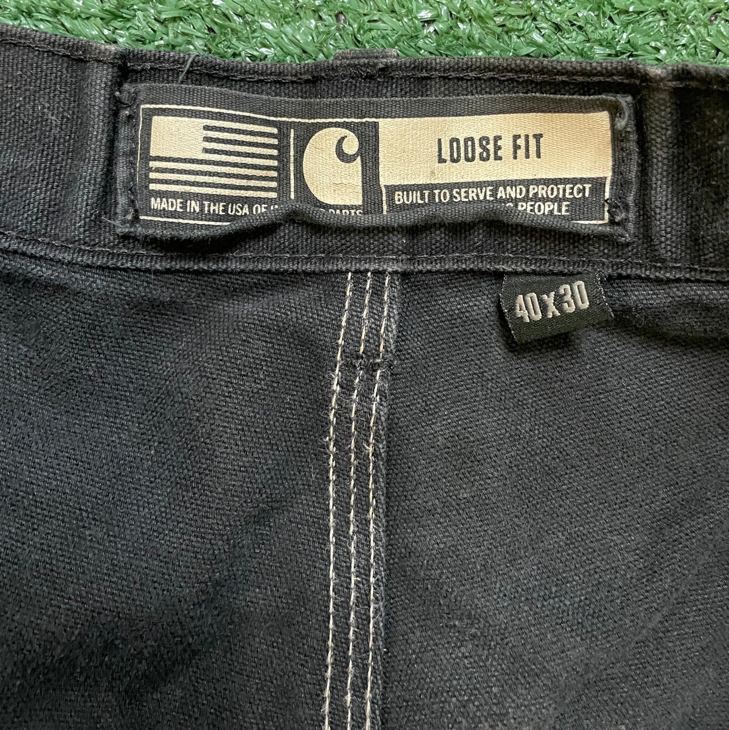 Carhartt black double knees distressed shorts