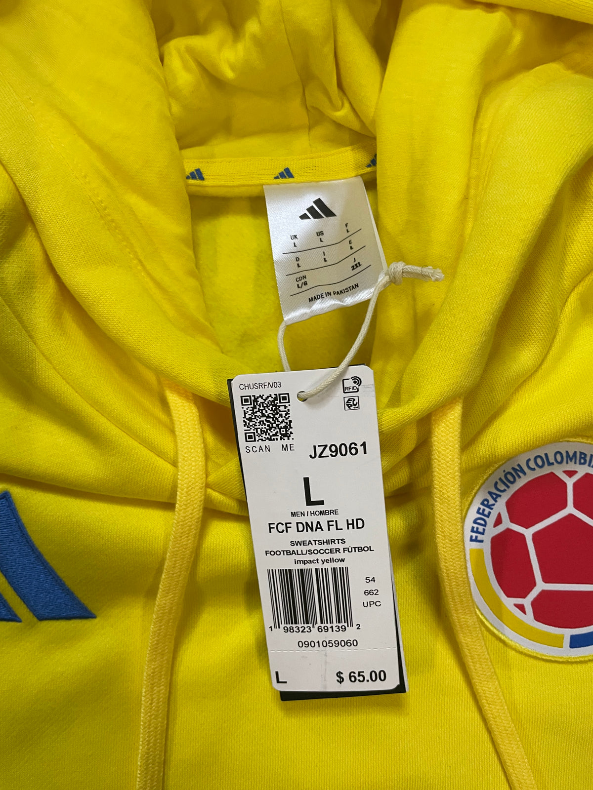Adidas yellow Colombia pullover hoodie