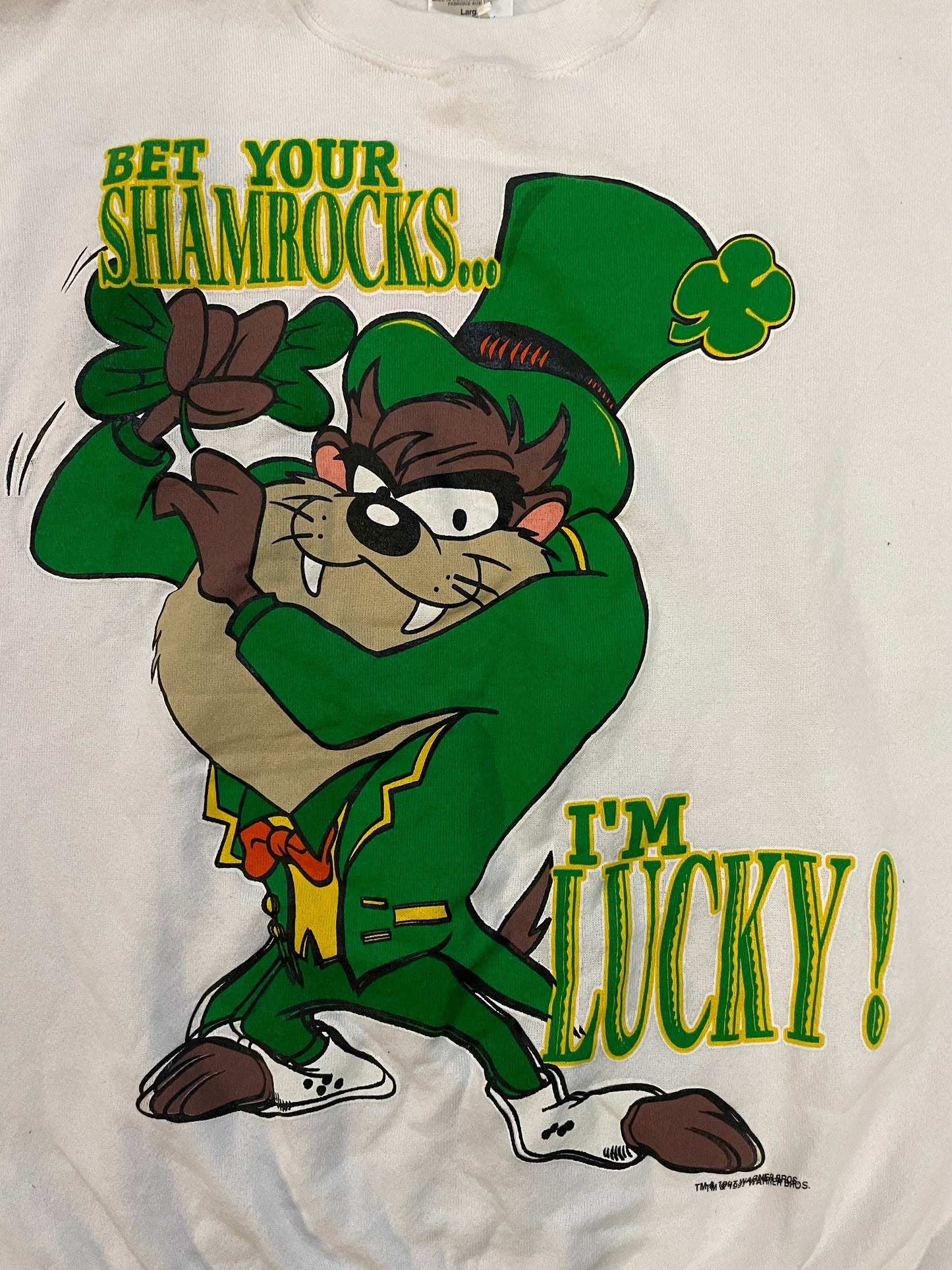 Vintage 1990s looney tunes taz Saint patricks day