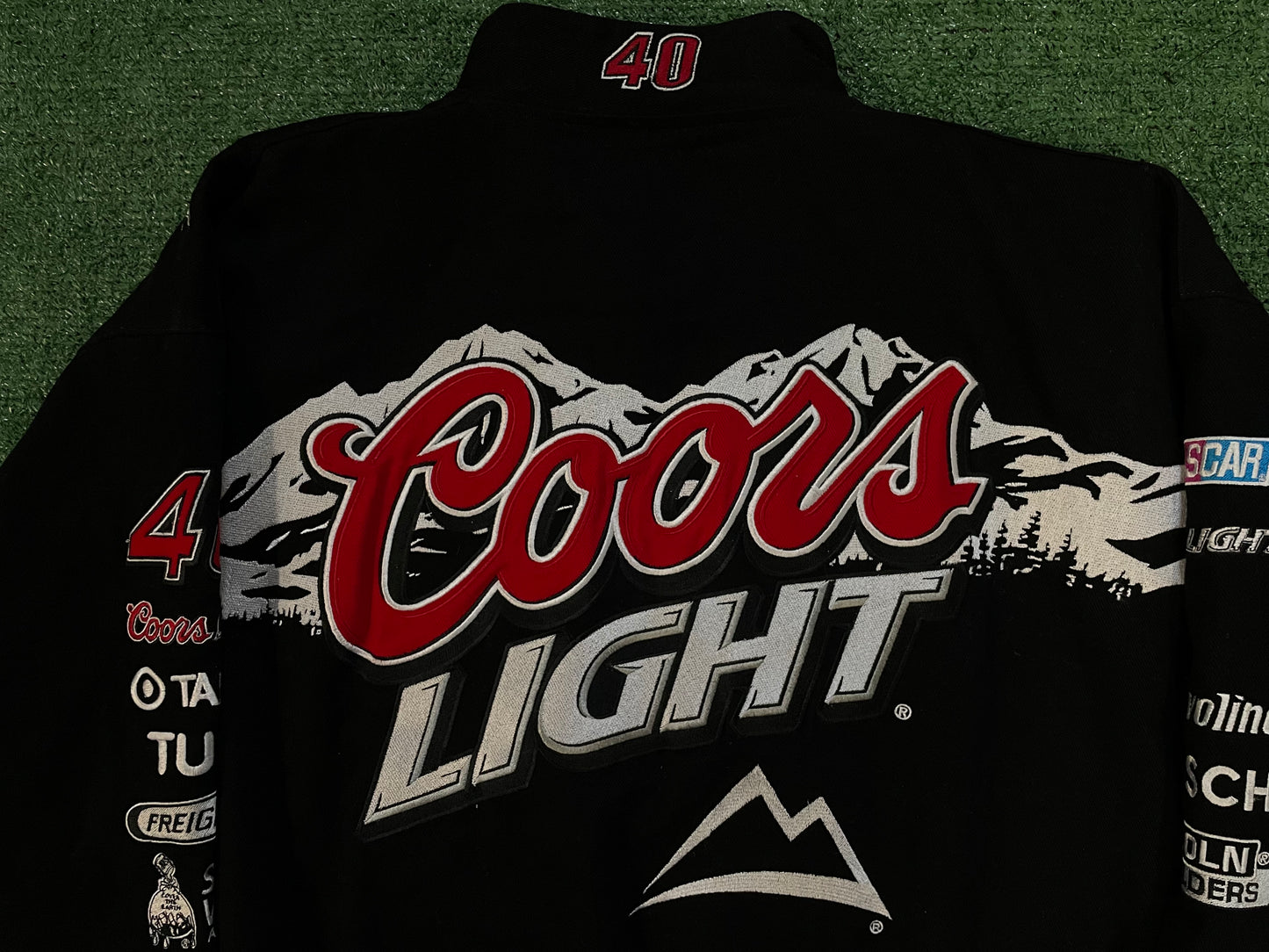 Vintage 1990s Jeff Hamilton Black NASCAR jacket Coors Light #40 starling Marlin