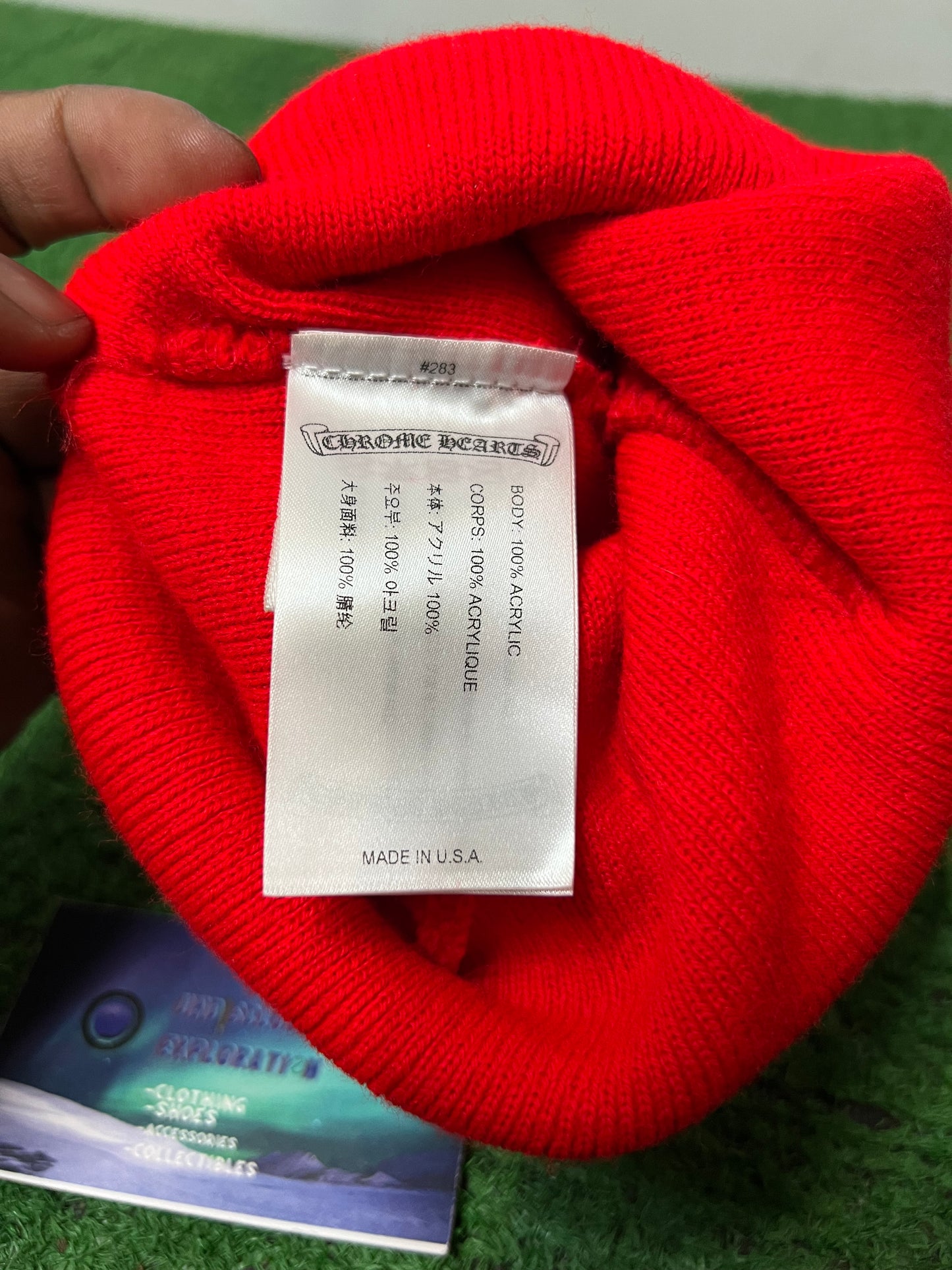 Chrome hearts logo beanie red