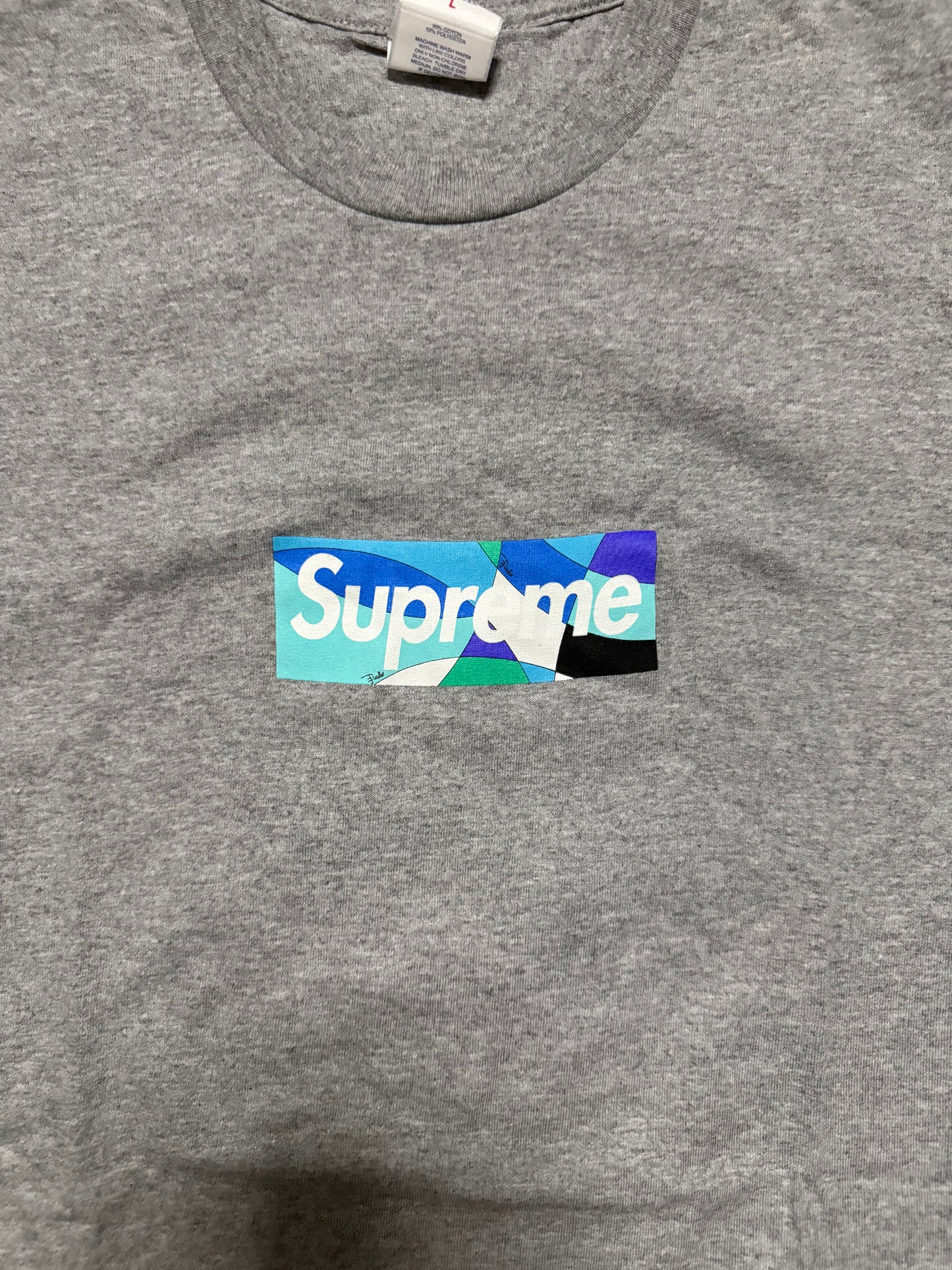 Supreme Emilio Pucci Box Logo Tee Heather Grey Blue