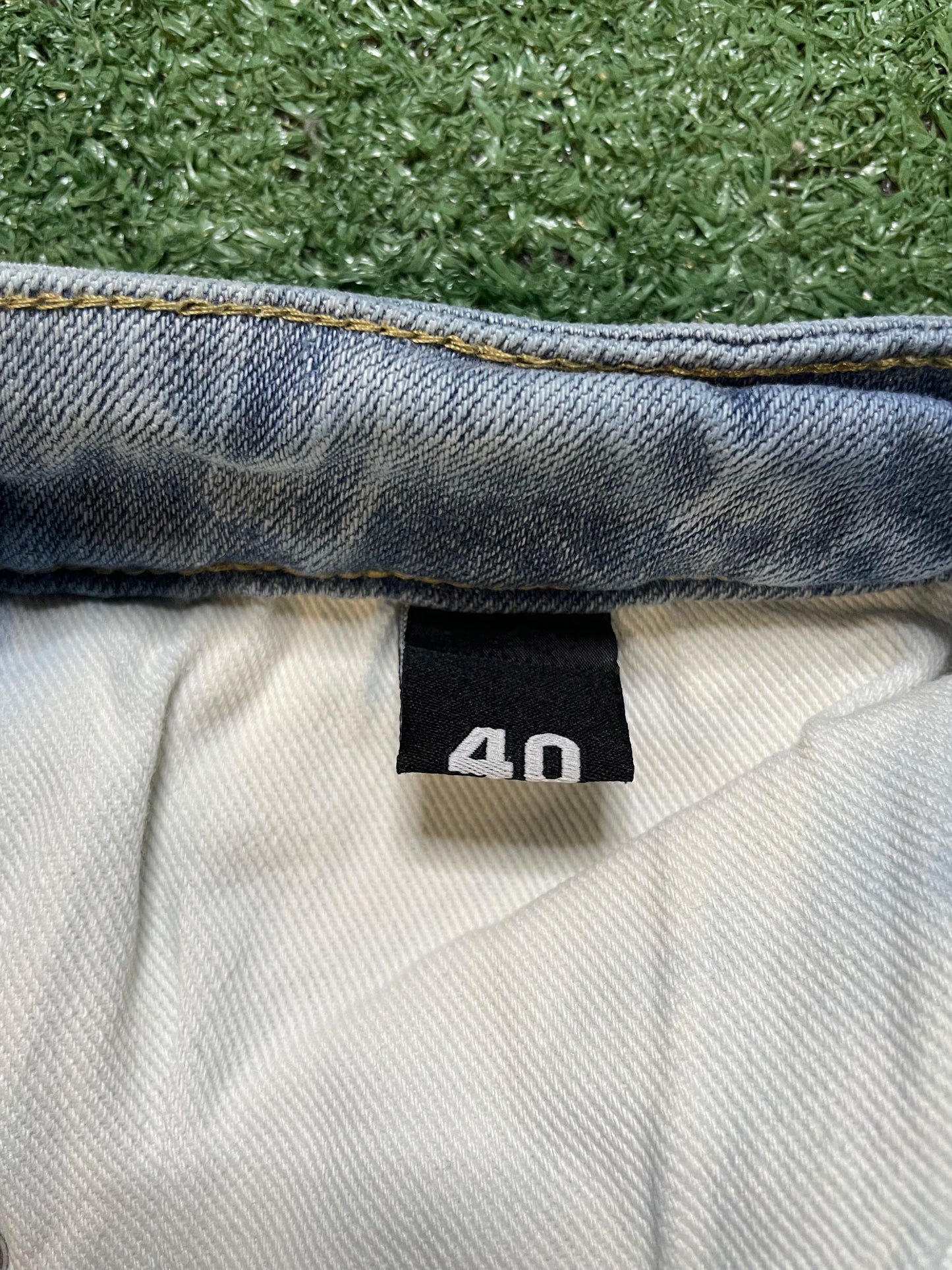 Embellish light wash distressed jeans