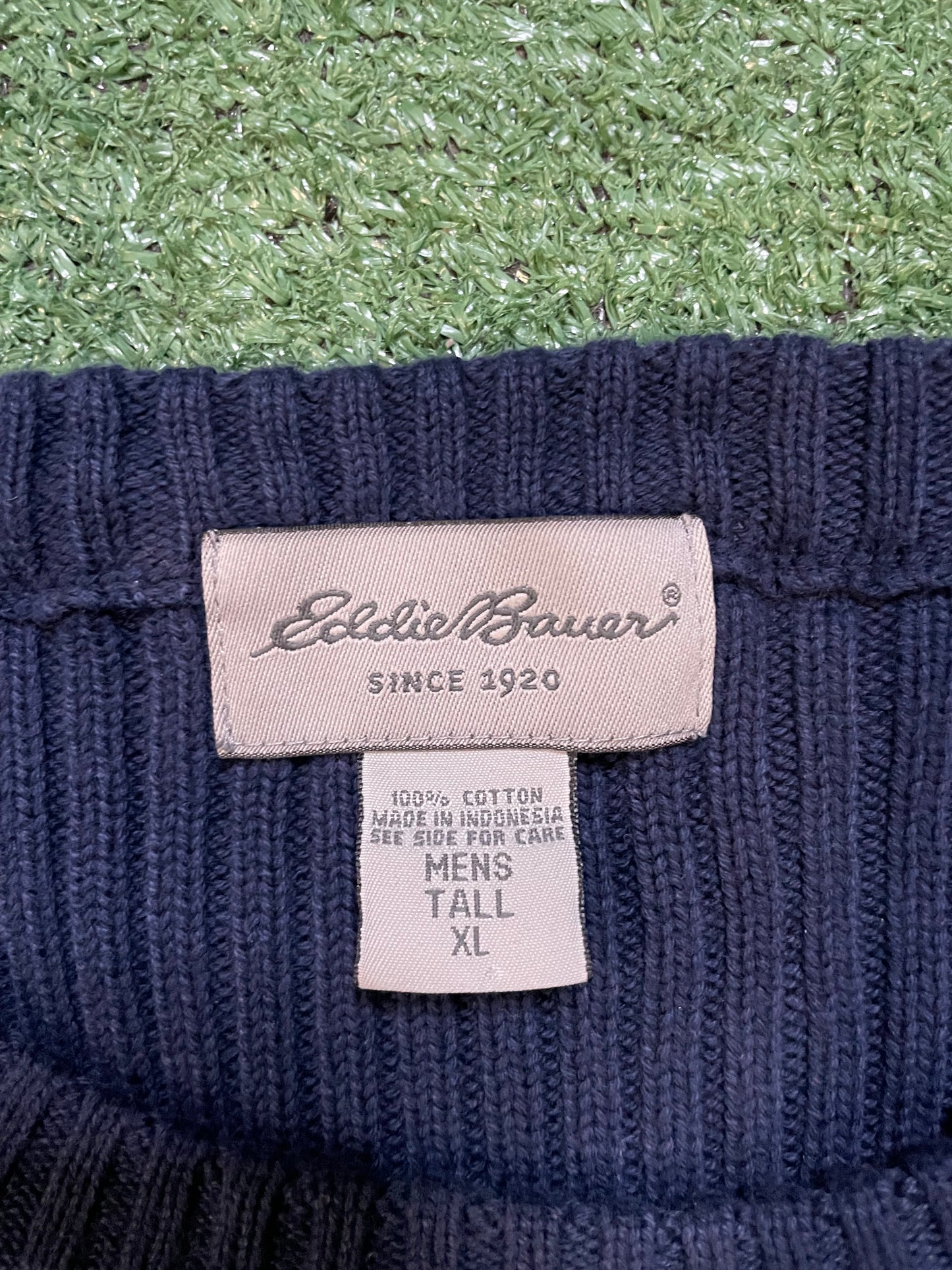 Eddie Bauer rib knit navy sweater