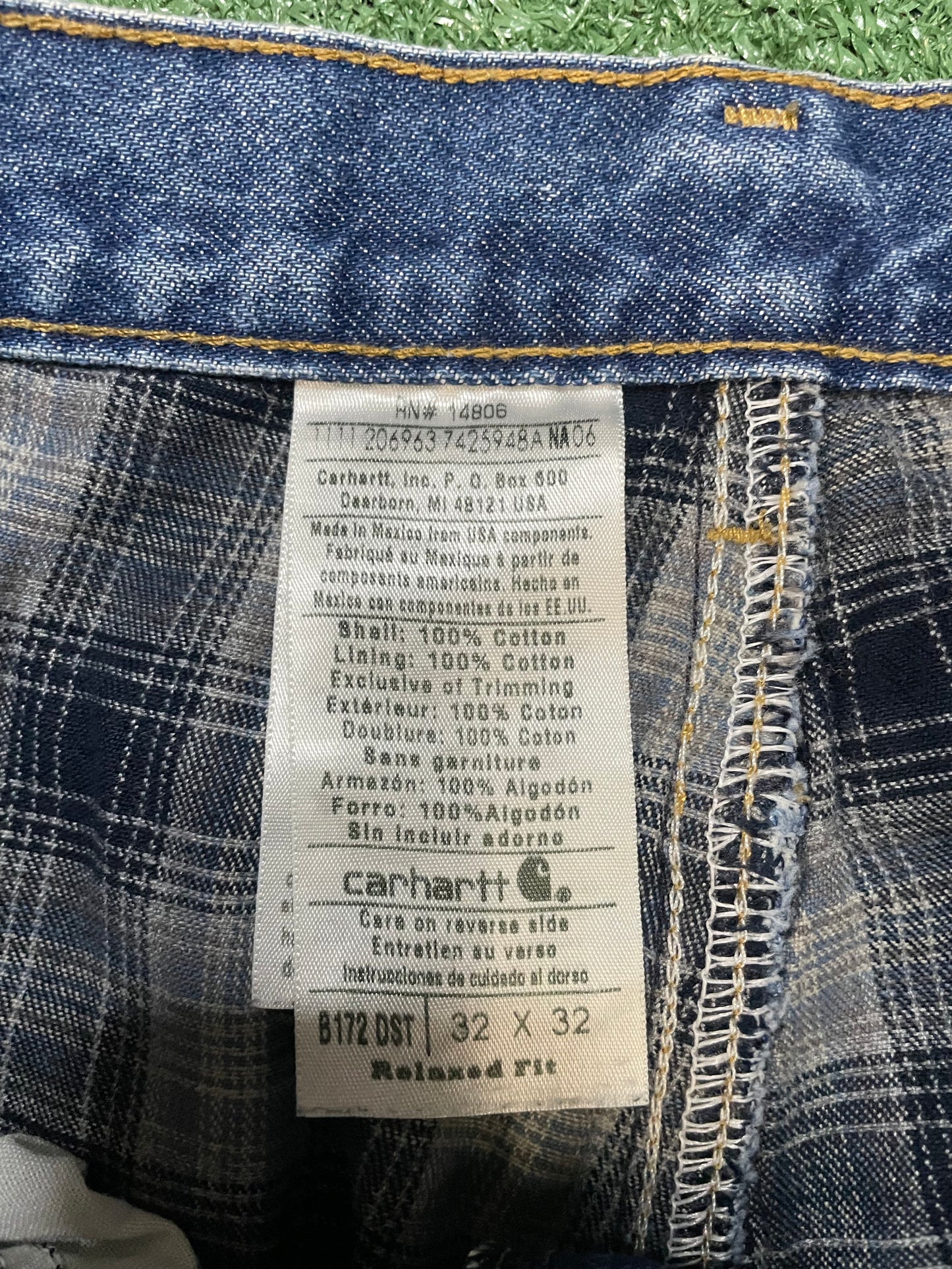 Carhartt flannel lined blue jeans