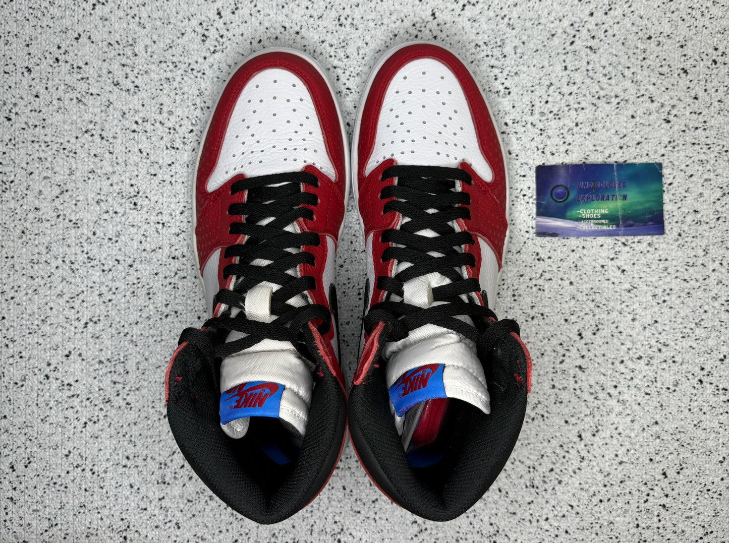Jordan 1 Spider Man Origin Story 9.5 Men/11 Women “Preowned”