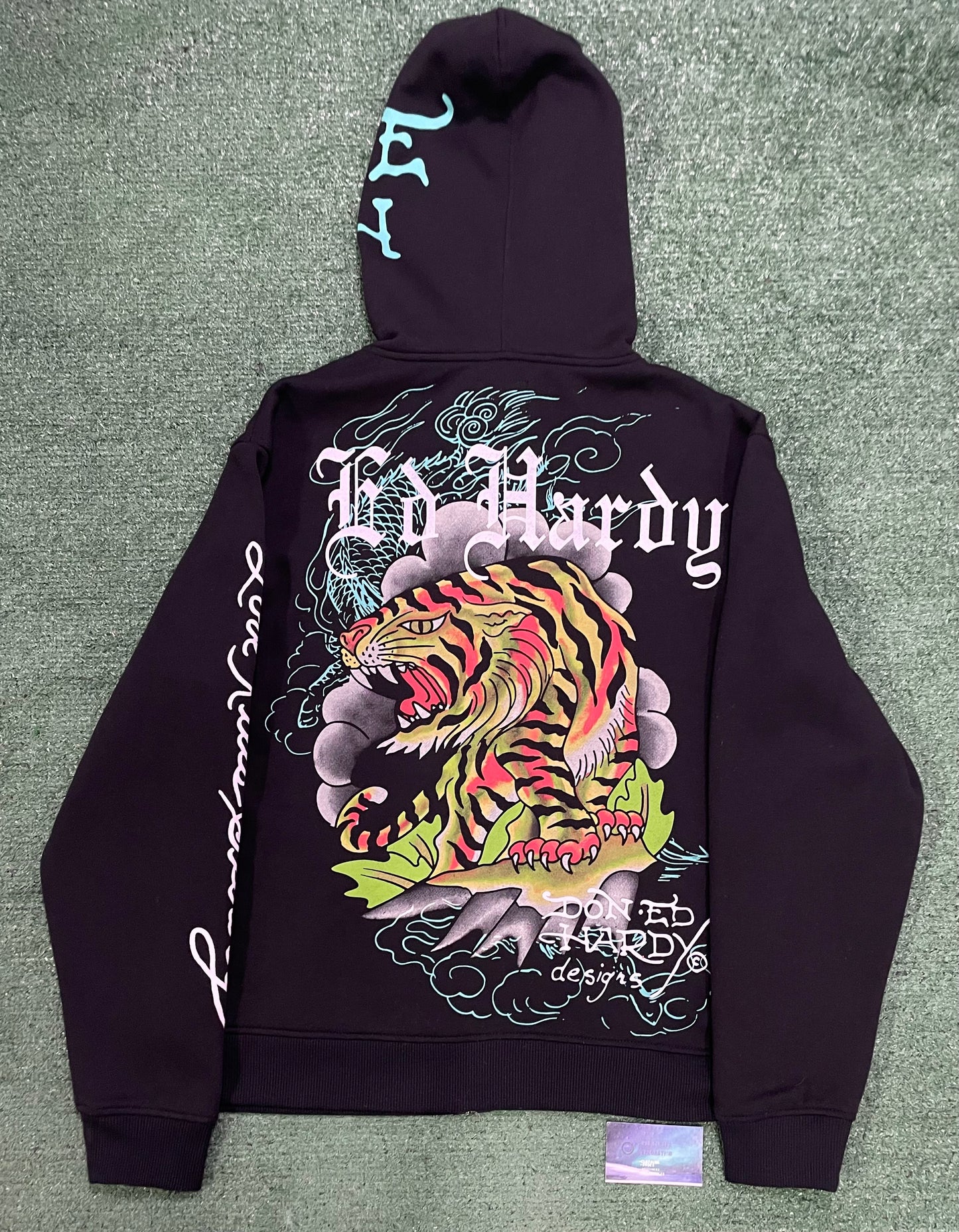 Ed Hardy zip up all over print tiger hoodie