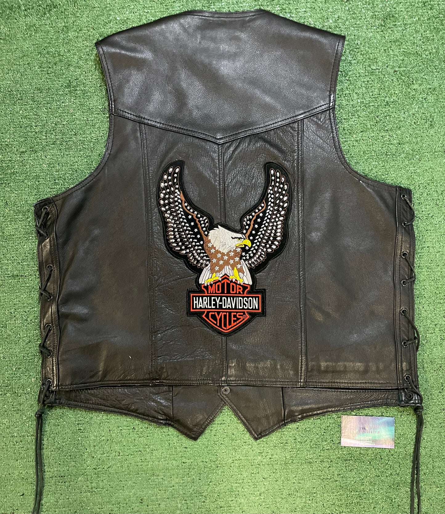 Vintage Harley Davidson leather embroidered eagle vest