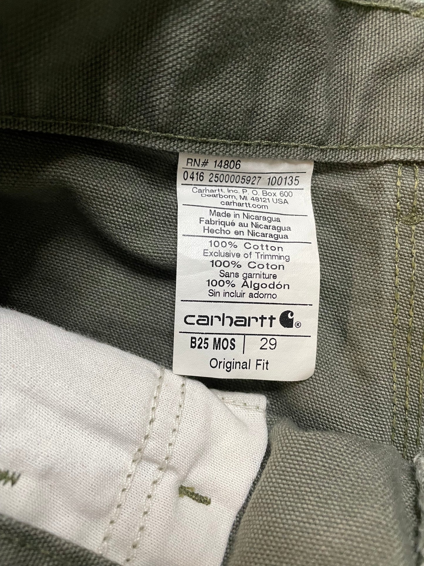 Carhartt utility olive shorts