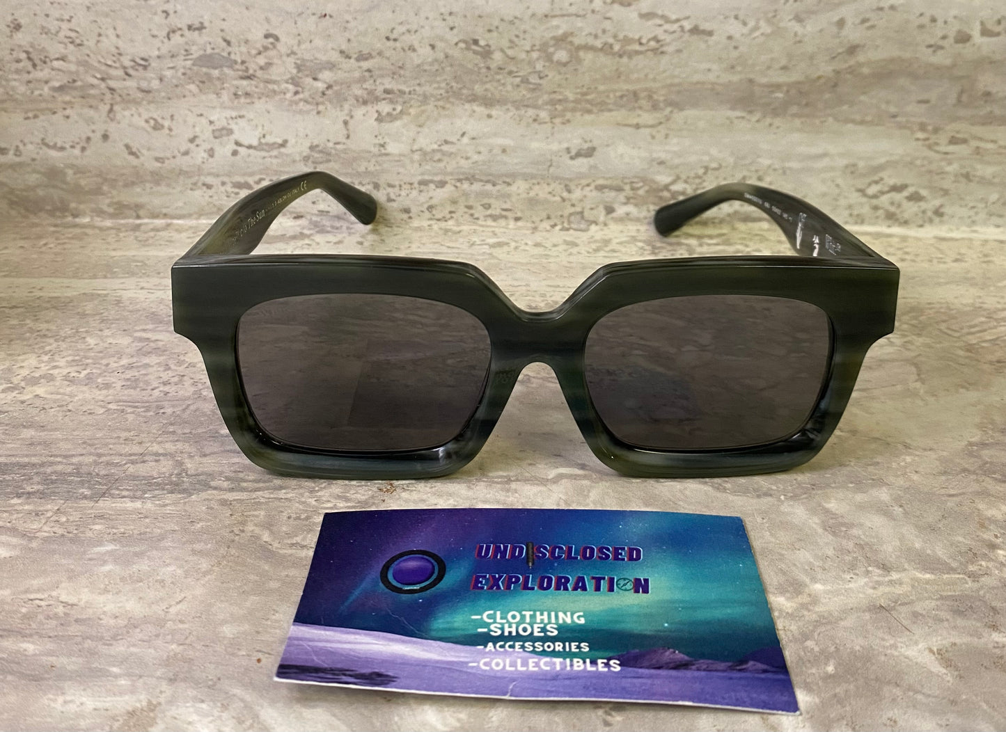 Off-white square dark sage green sunglasses