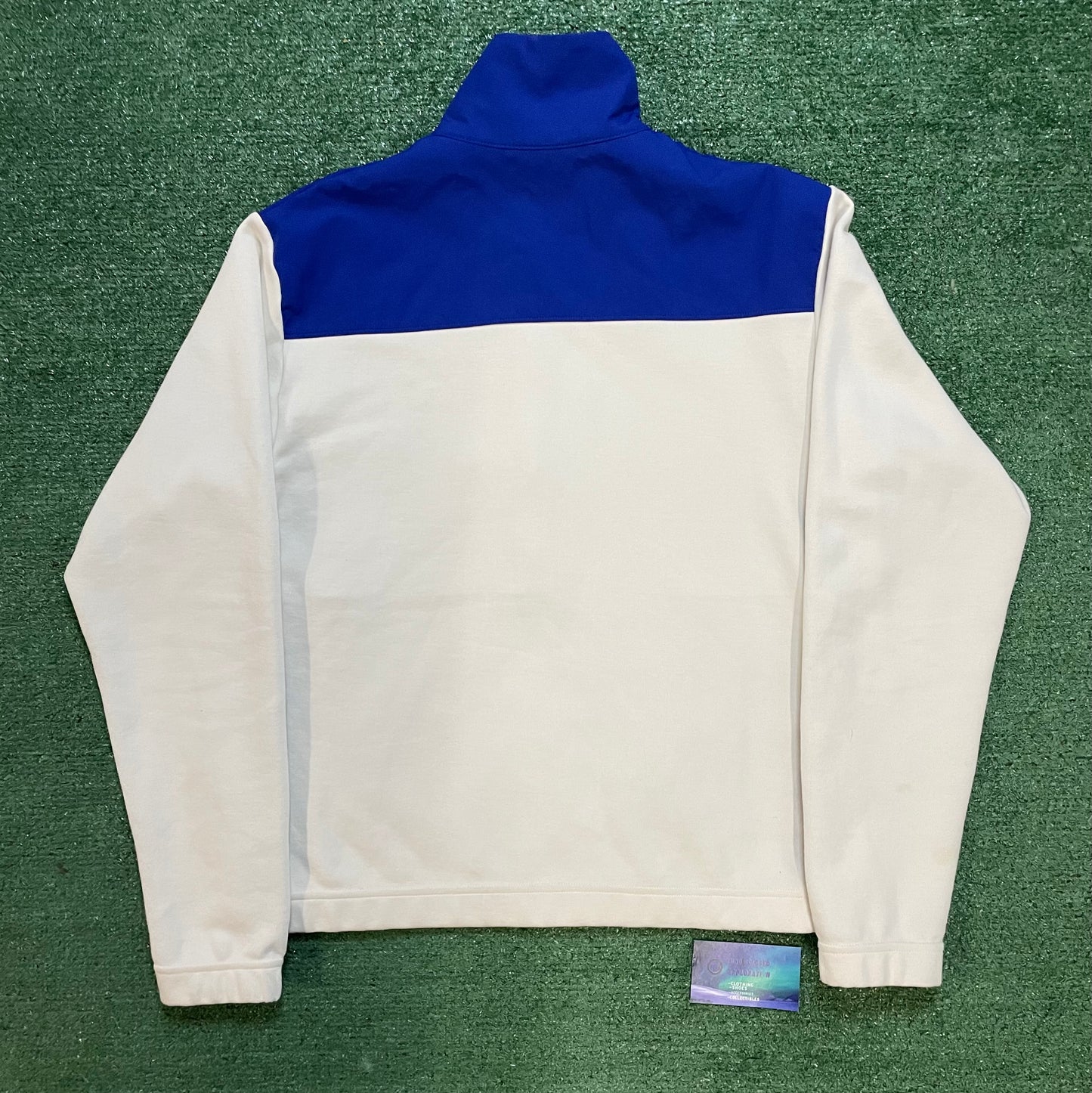 North face half zip fleece white and blue