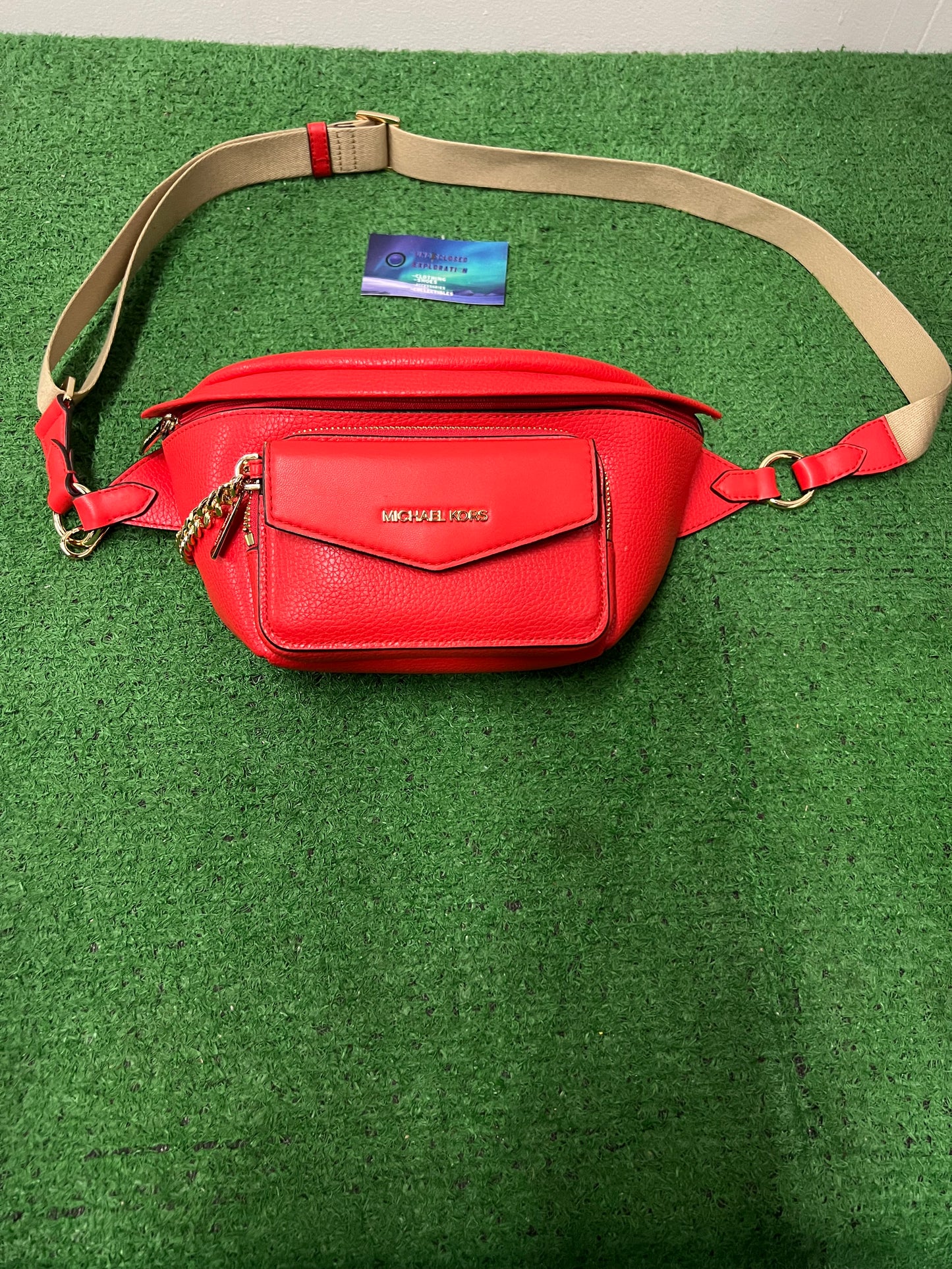 Michael Kors Maisie Waist Fanny Pack Crossbody Waist Pack Sling Bag Red