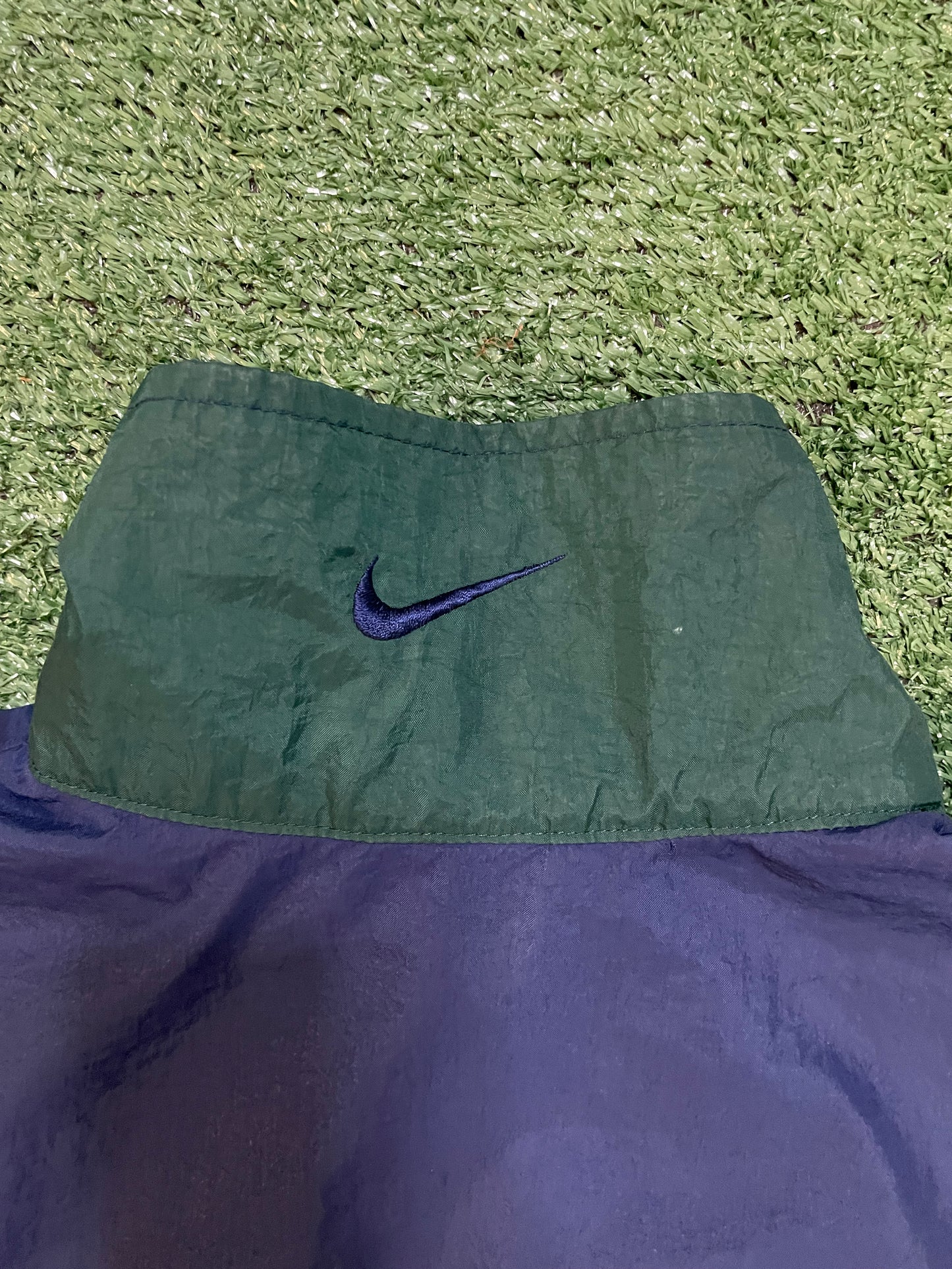 Vintage 1990s Nike blue green and white windbreaker jacket