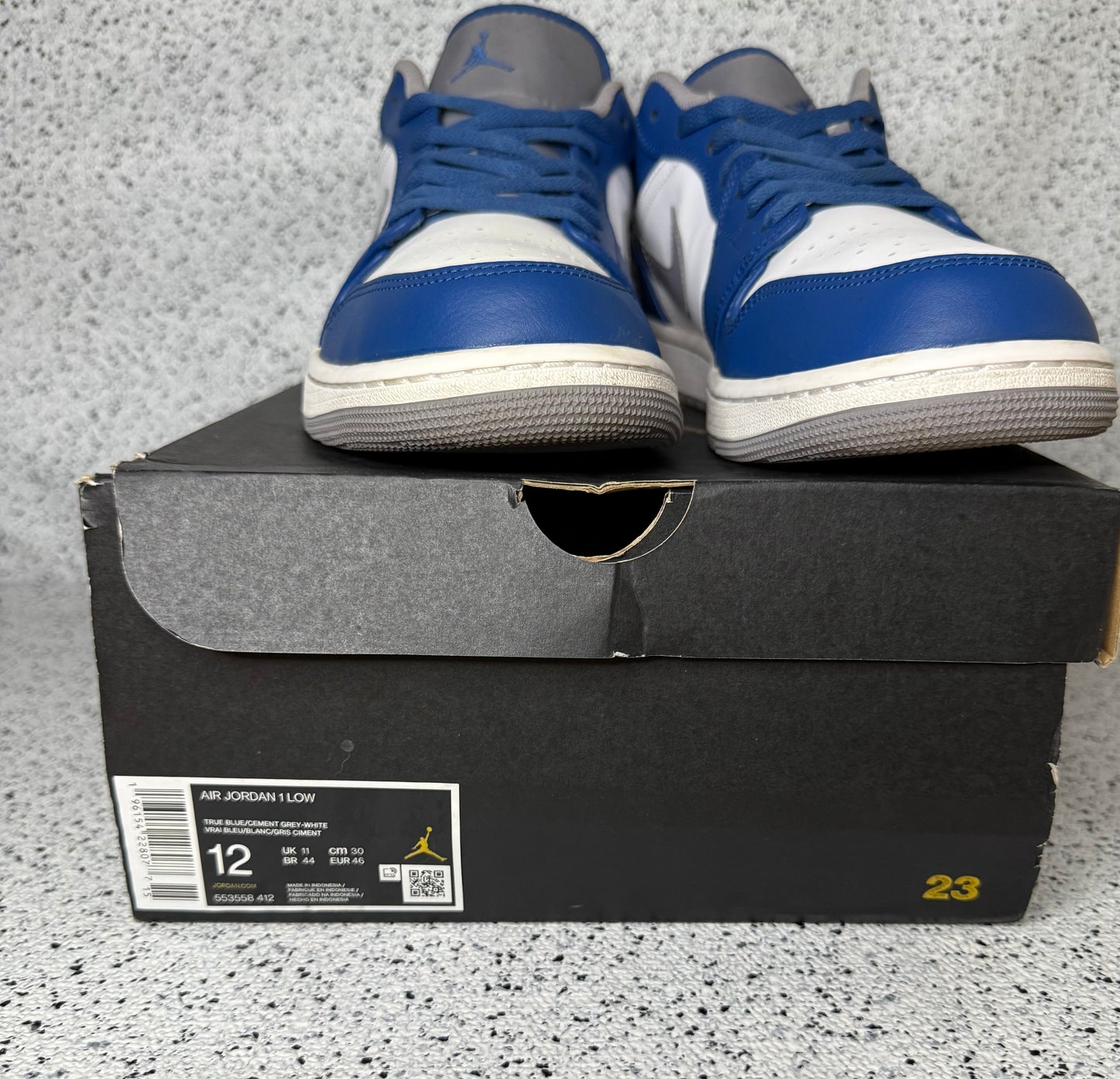 Jordan 1 Low True Blue 12 Men/13.5 Women “Preowned”