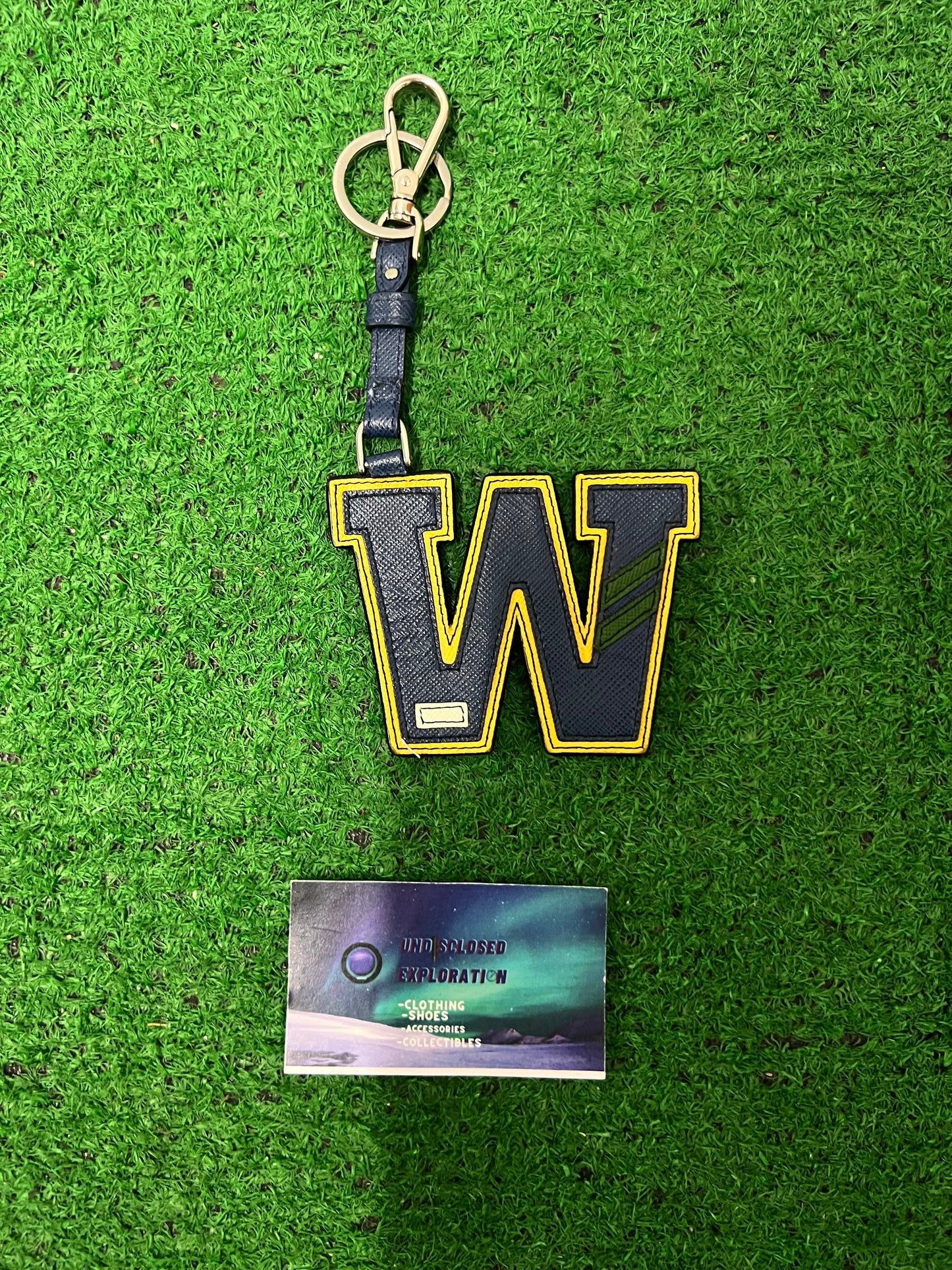 Prada W Letterman saffiano keychain