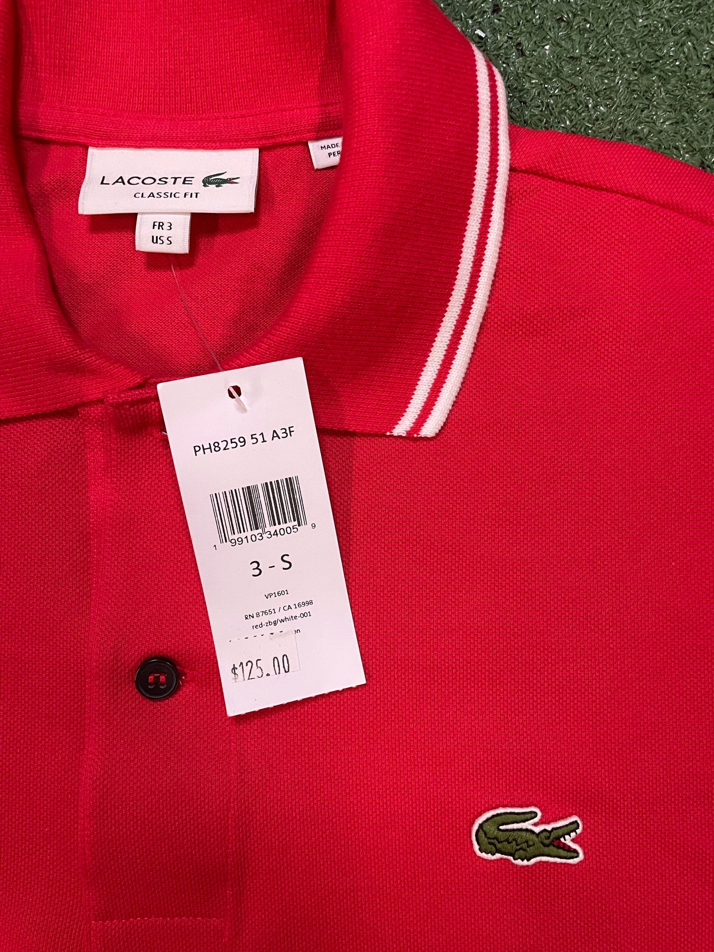 Lacoste red and white polo